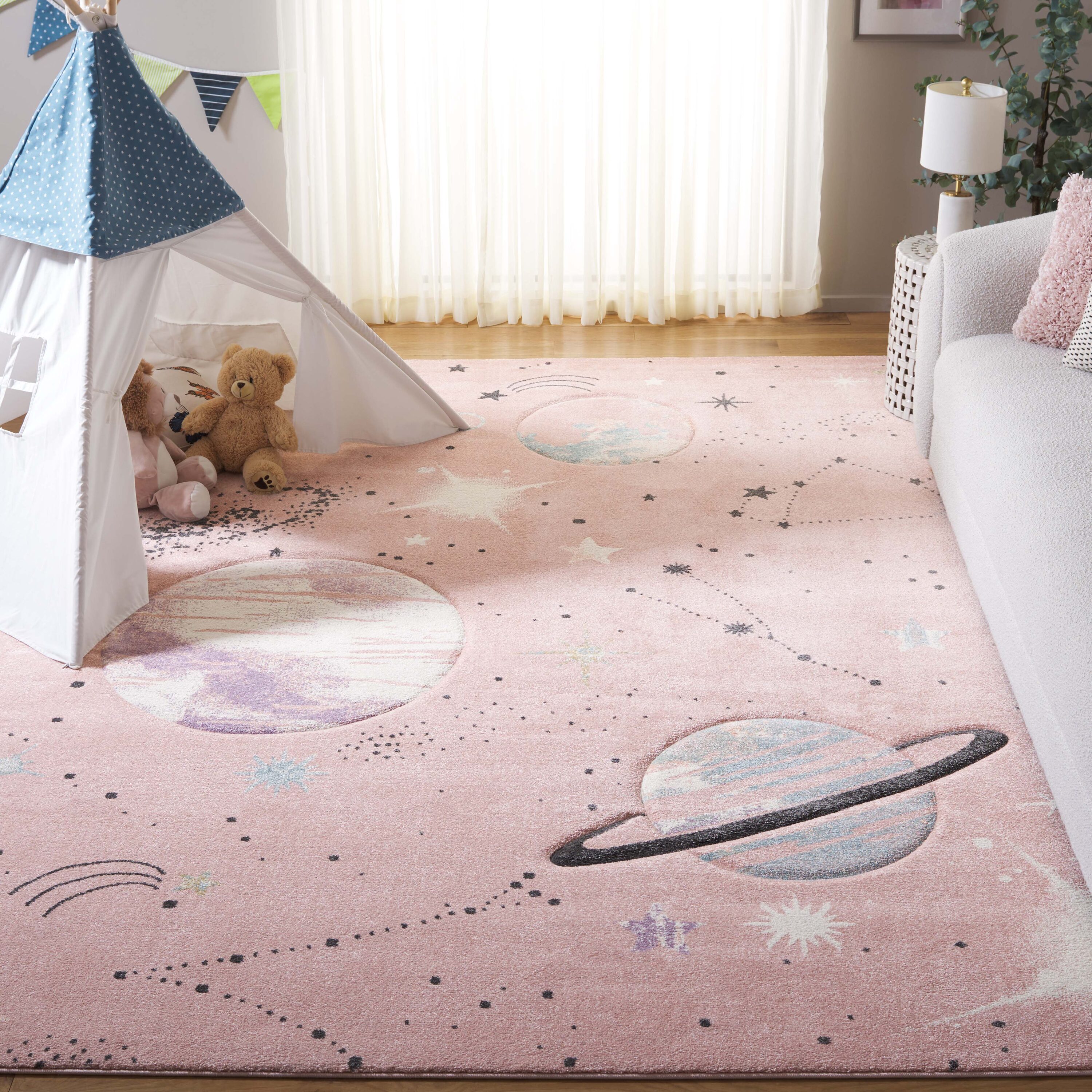 Carousel Kids 122U Pink/Purple 6ft-7in x 9ft Medium Rectangle Rug
