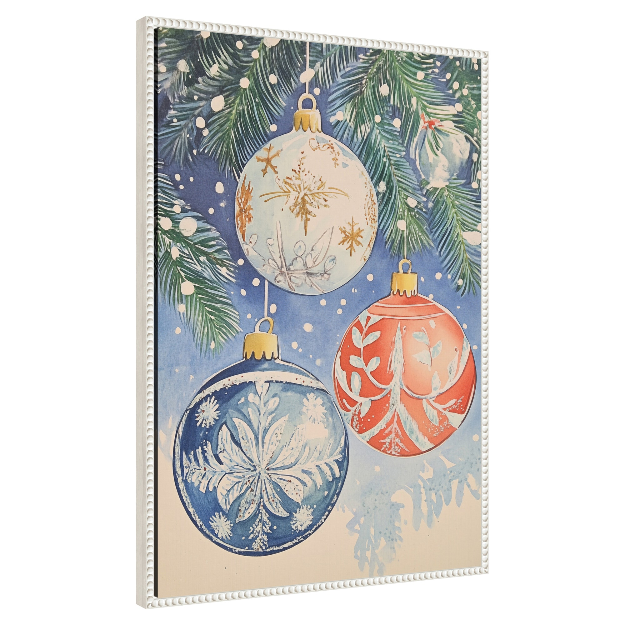 Amanti Art - Christmas Ornaments II by Melloi Art Prints Framed Canvas Wall Art Print 23 W x 33 ...