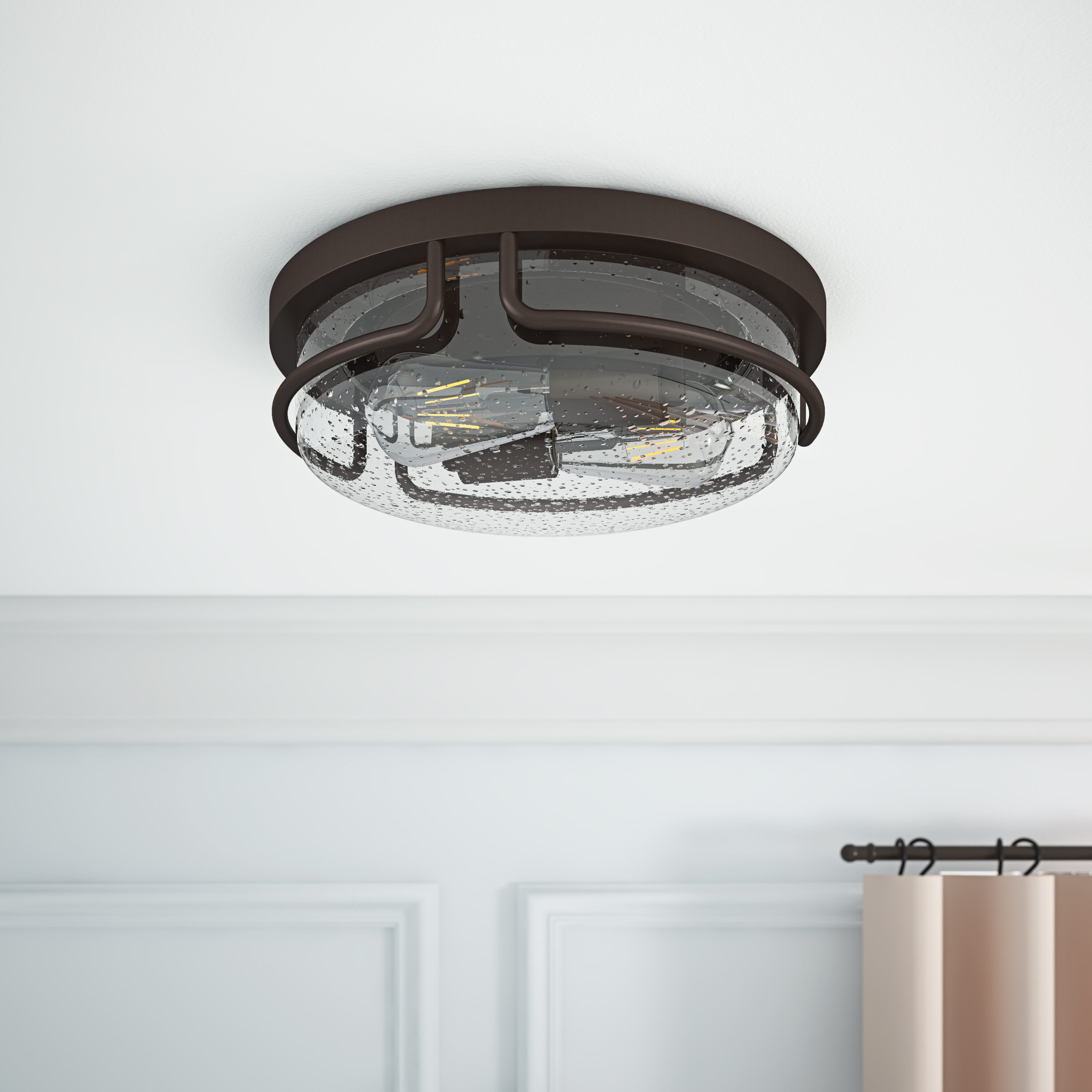 Aiwen C-NW-CL23509 2 -Light 12.79-in Bronze Flush Mount Light