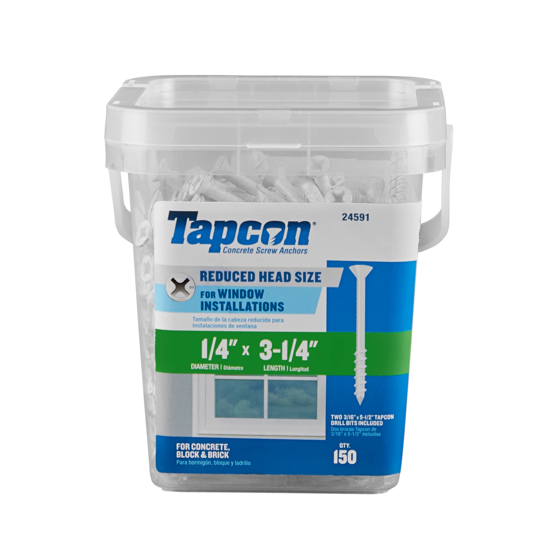 Tapcon 24591 1/4-in x 3-1/4-in Concrete Screws Anchors 150 -Pack