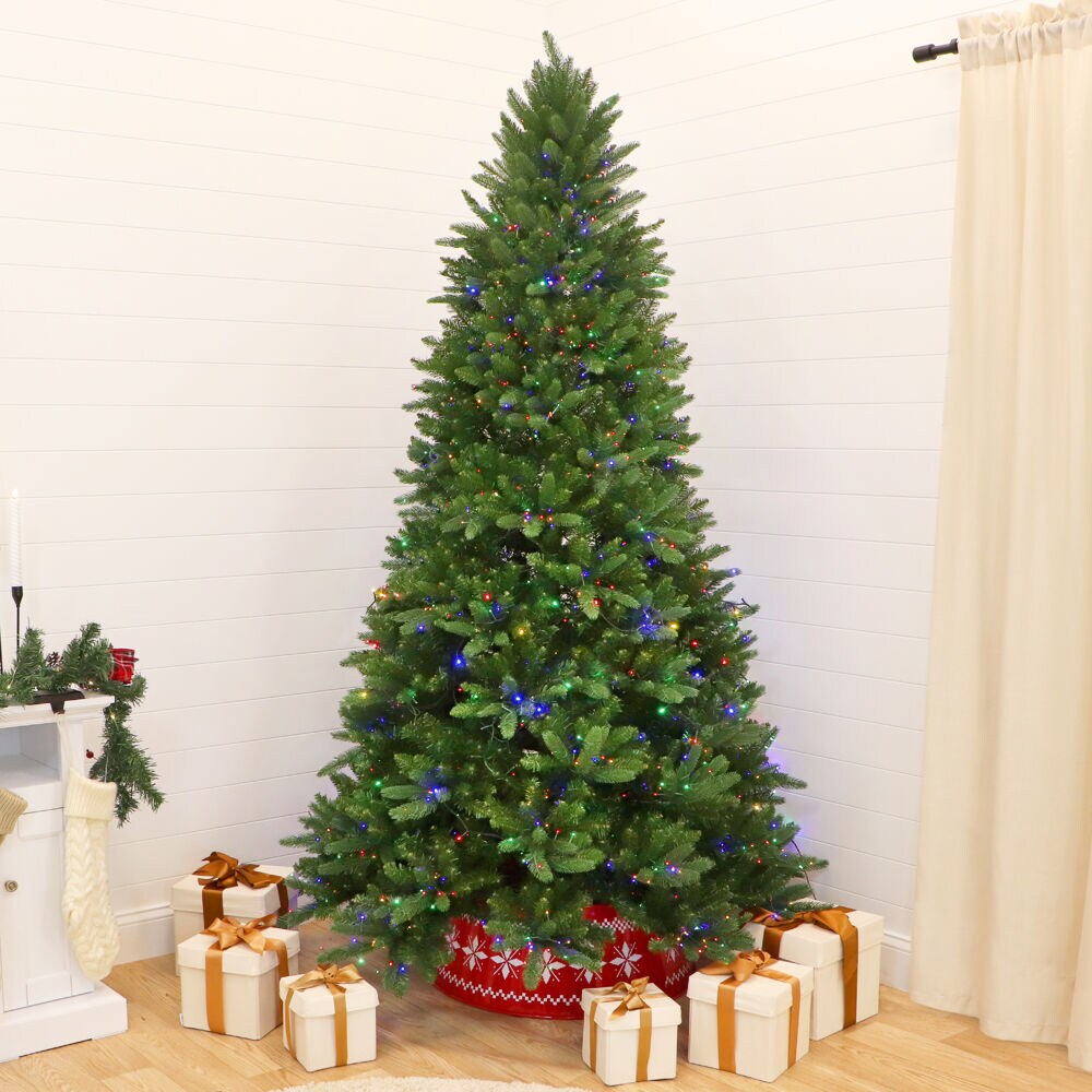 12-Foot York Pine Artificial Christmas Tree with Multicolor LED Lights