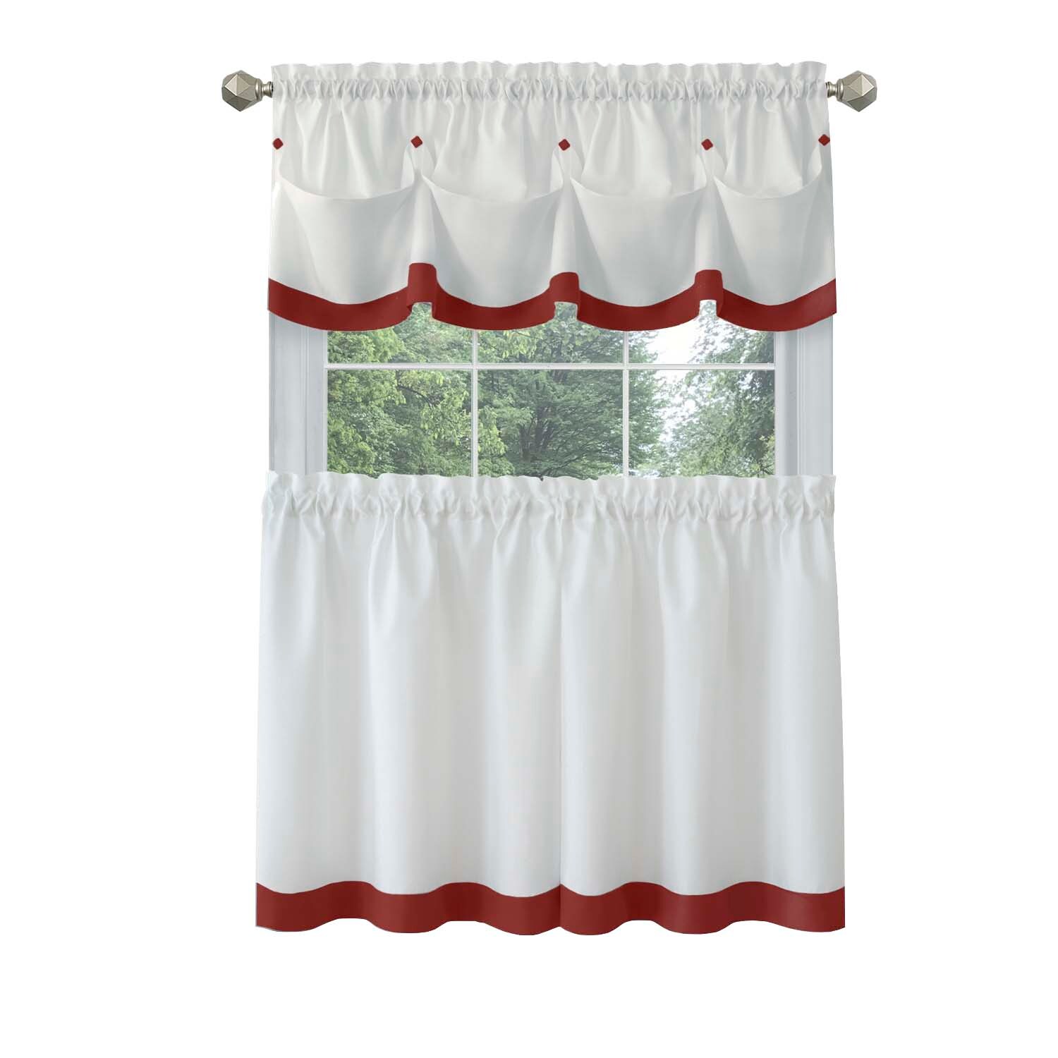 Achim LATV24LA12 Lana 24-Inches Lava Polyester Rod pocket Valance and tier set