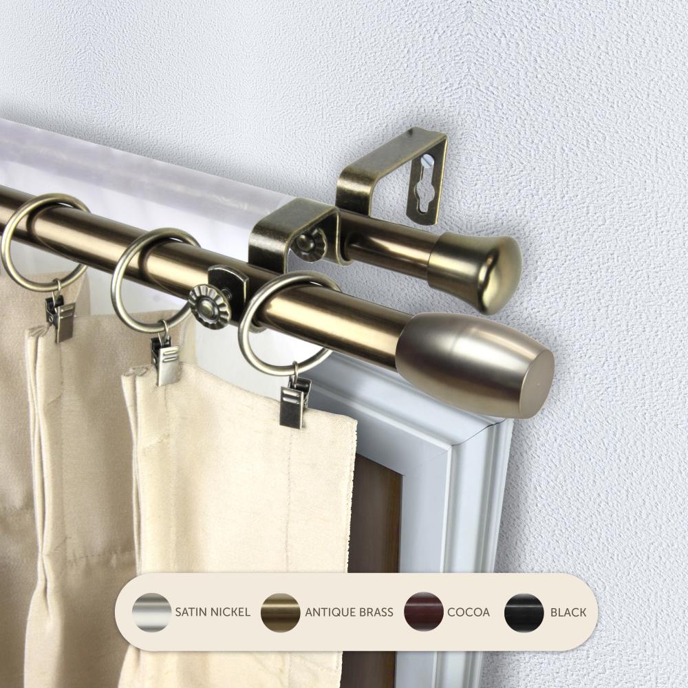 Hart & Harlow L4729-664 13/16-in Watson 66-in to 120-in Antique Brass Steel Double curtain rod with Finials