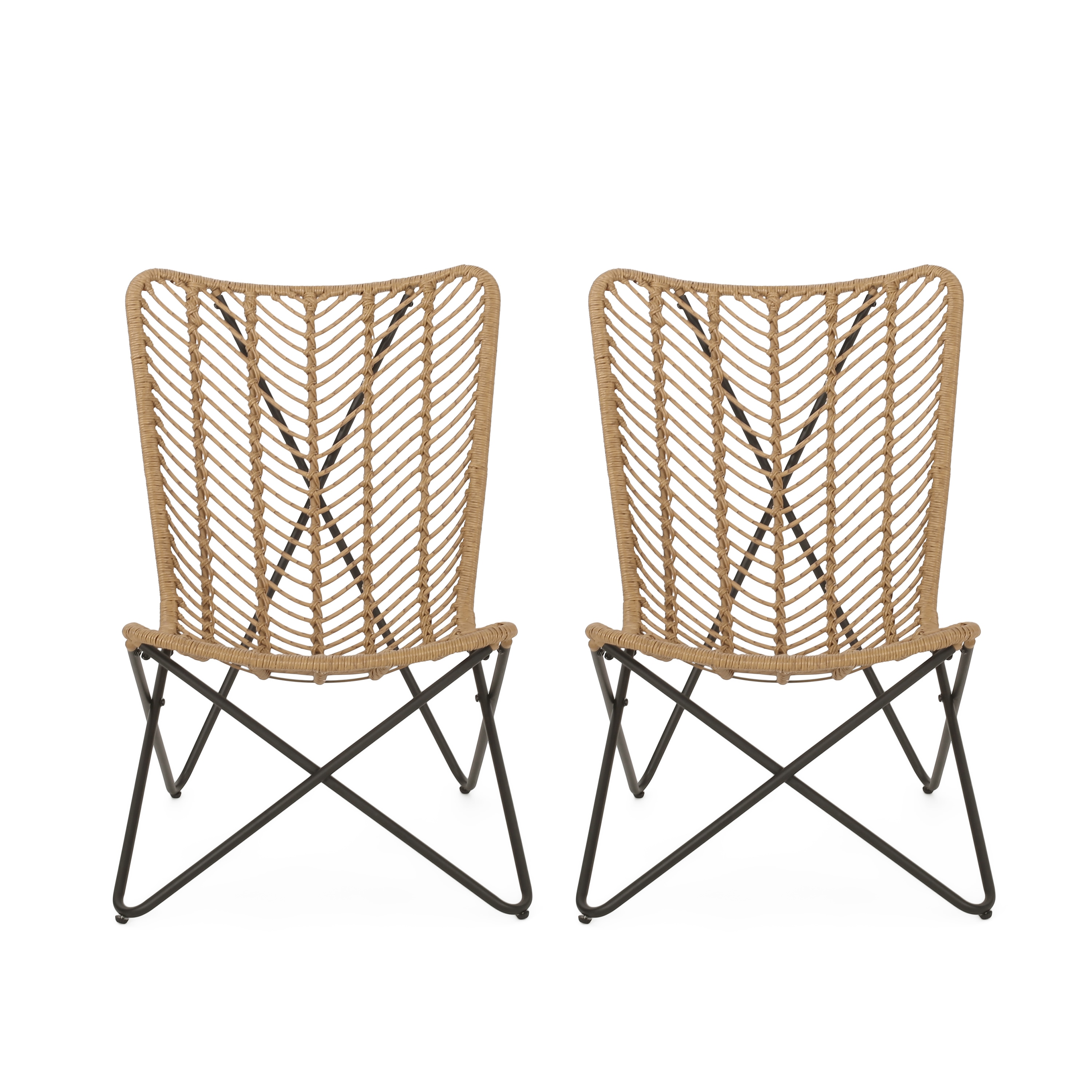 Clihome CL-NI-54589-1 Set of 2 Black Aluminum Frame Stationary Dining Chair with Mesh Seat
