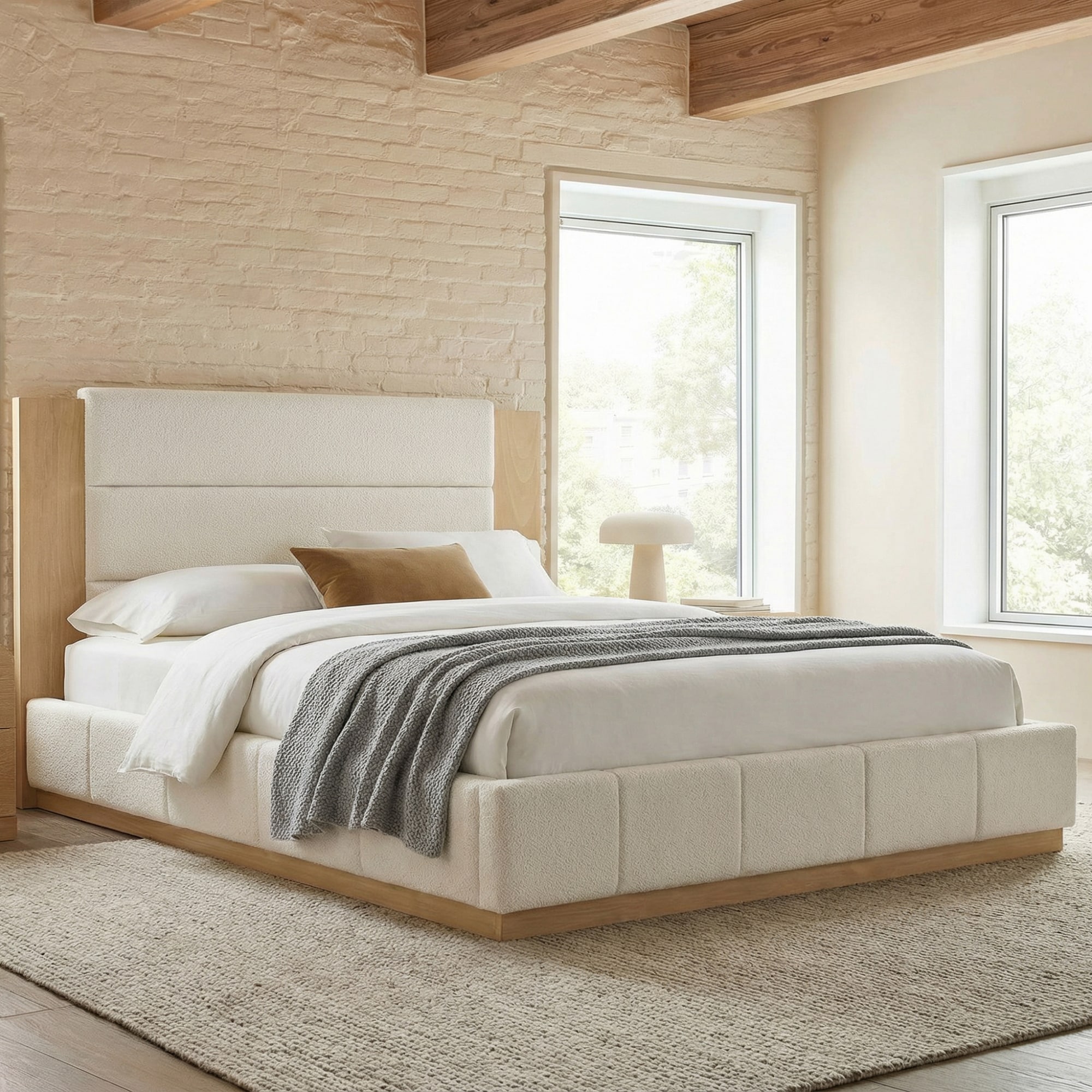 Roomfitters King Size Upholstered Platform Bed Frame Extended Wood ...