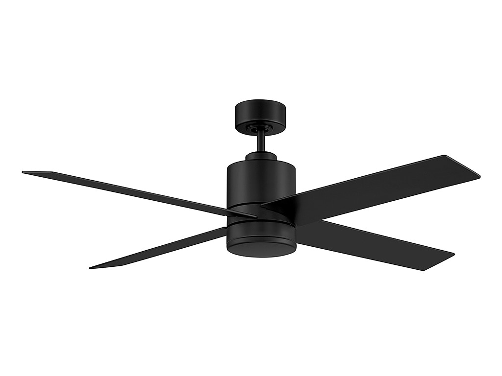 52" Matte Black and Antique Oak Reversible Blade Ceiling Fan with LED Light and Remote