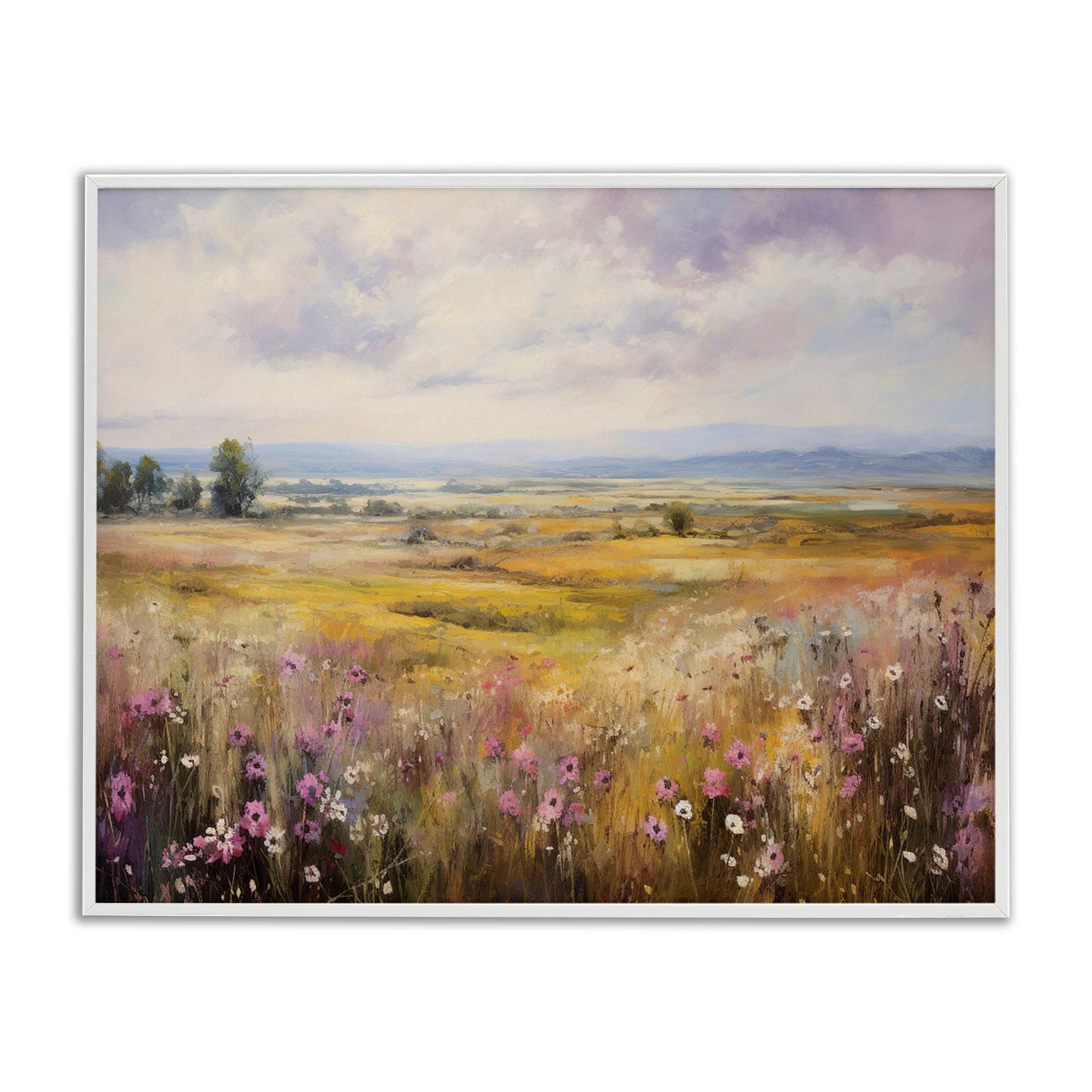 Stupell Industries BT-777-WFR-16X20 Vast Meadow with Subtle Flowers White Framed Giclee Art By Franklyn Gregory 20 x 16