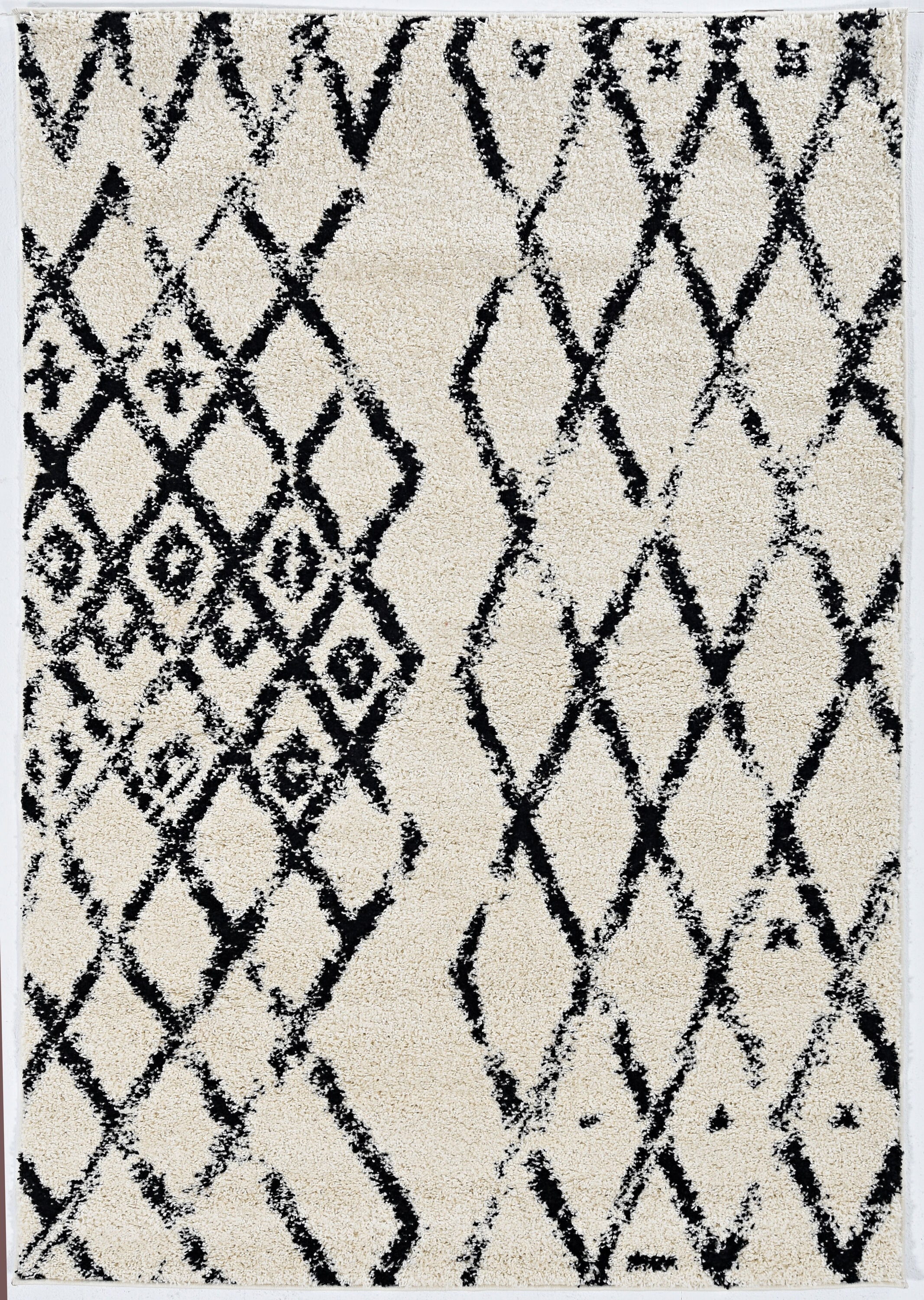 Linon RUGMC1081 Moroccan 8 X 10 (ft) Atlas Ivory/Black Indoor Geometric Area Rug