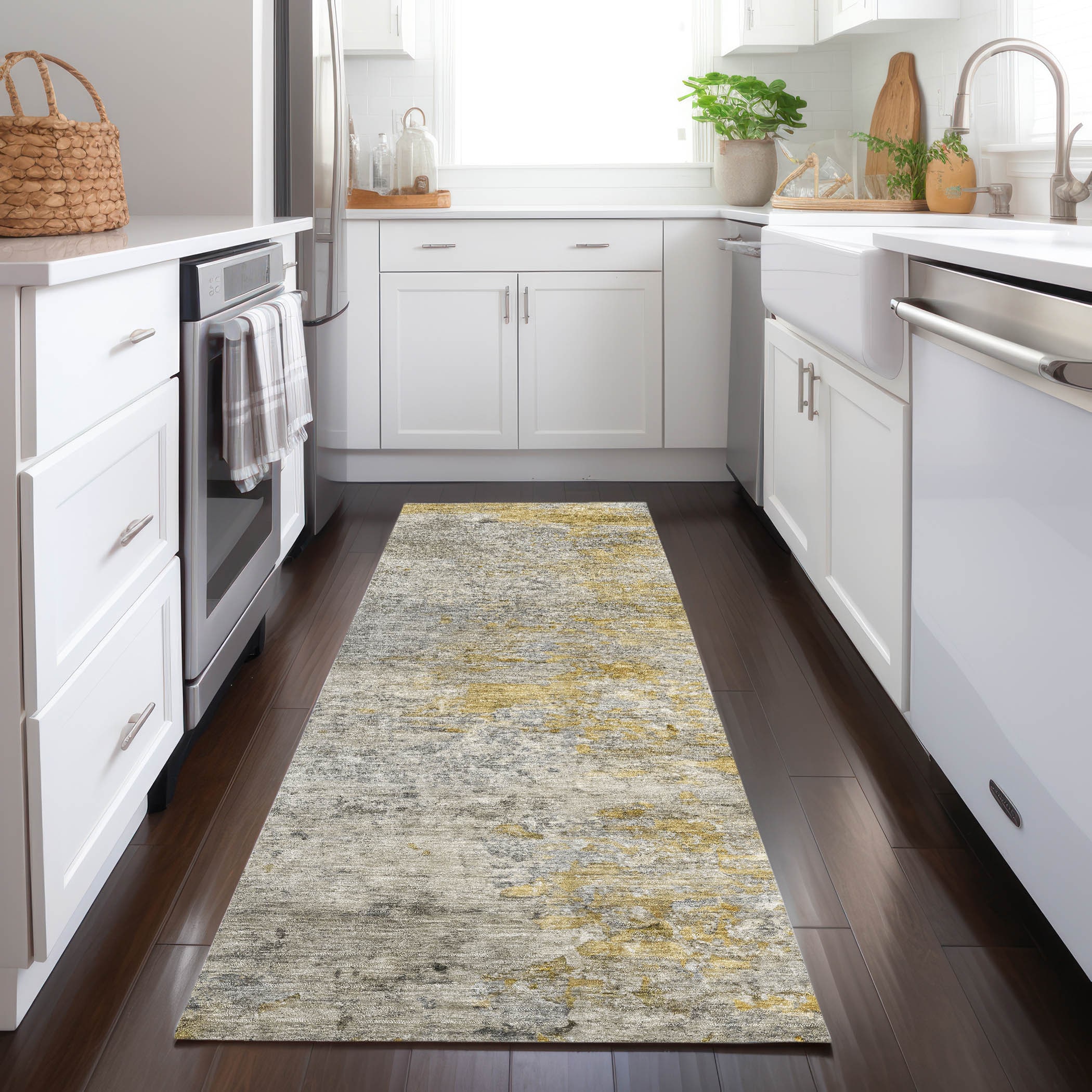 Addison Rugs ACN1297GY2X8 Chantille ACN1297GY 2 x 7 (ft) Polyester Gray Rectangular Indoor/Outdoor Geometric Machine washable Runner rug