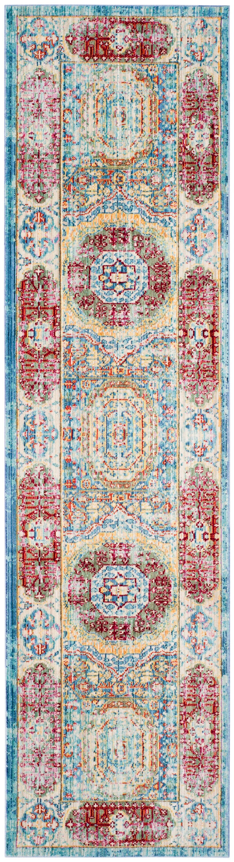 Valencia Blue Wool and Synthetic Easy Care Runner Rug