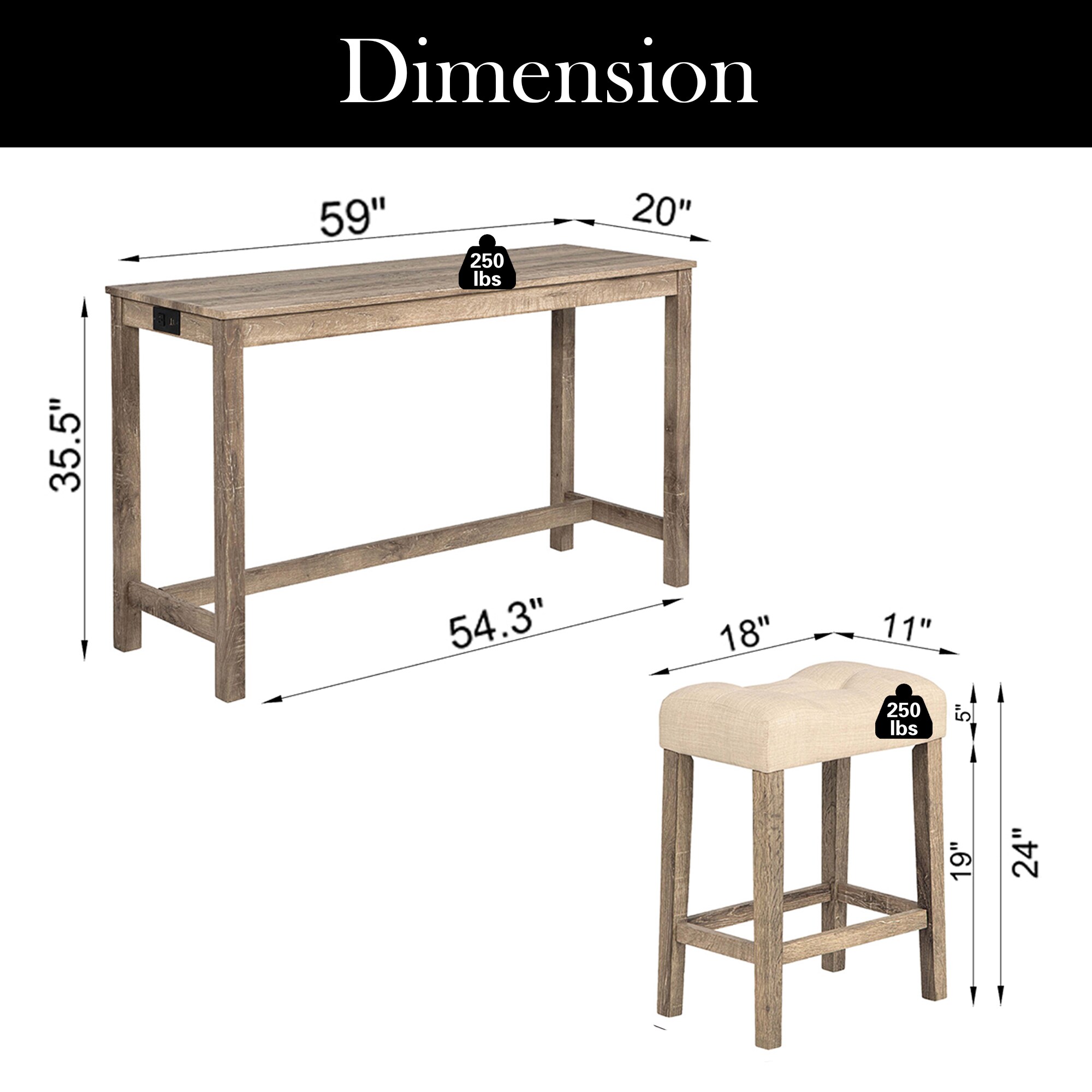 Hrinhom HC-N7014-BROWN Dining-Sets - View #7