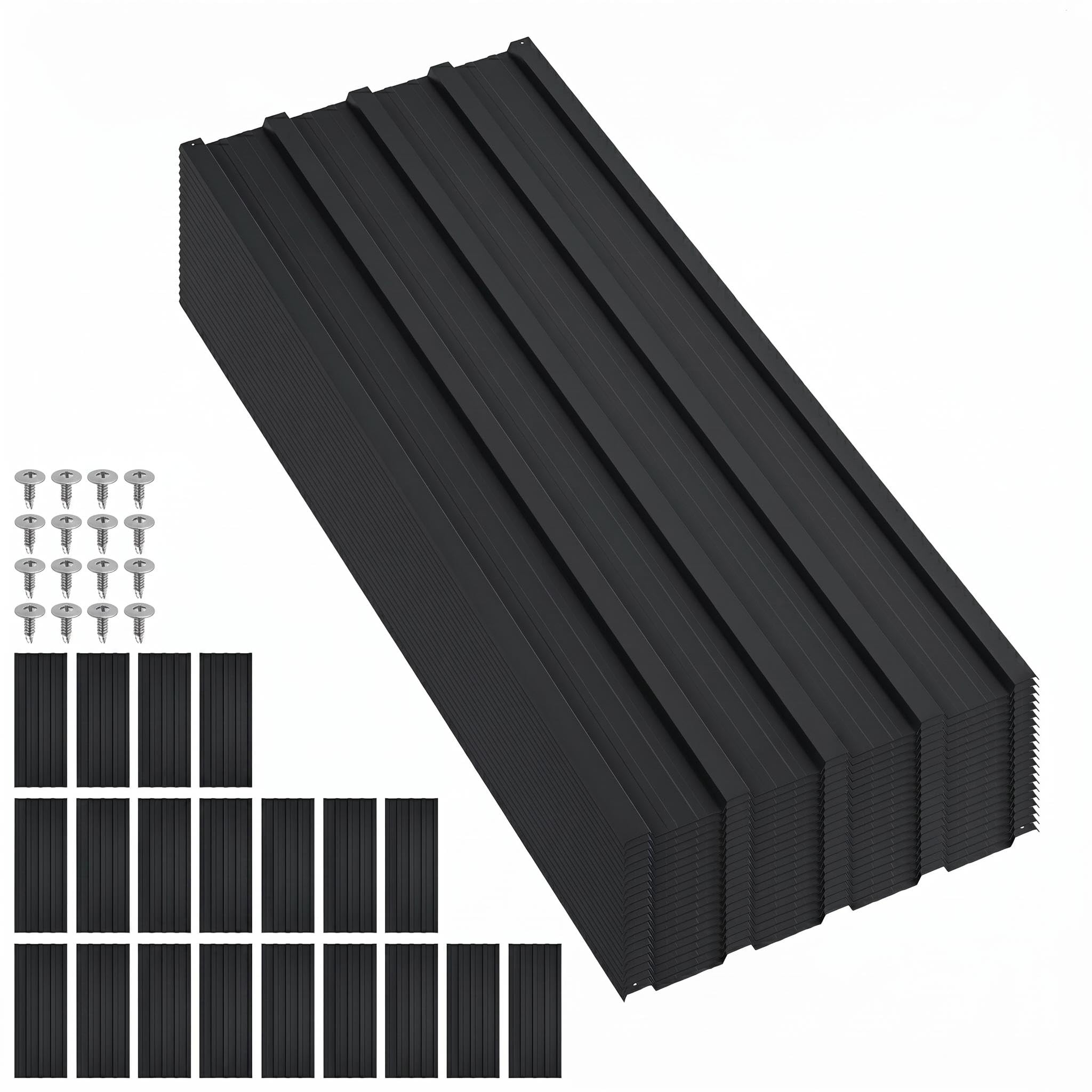 DEXSO Galvanized Steel Corrugated Roofing Panels Black 3.54ft 20 Pack