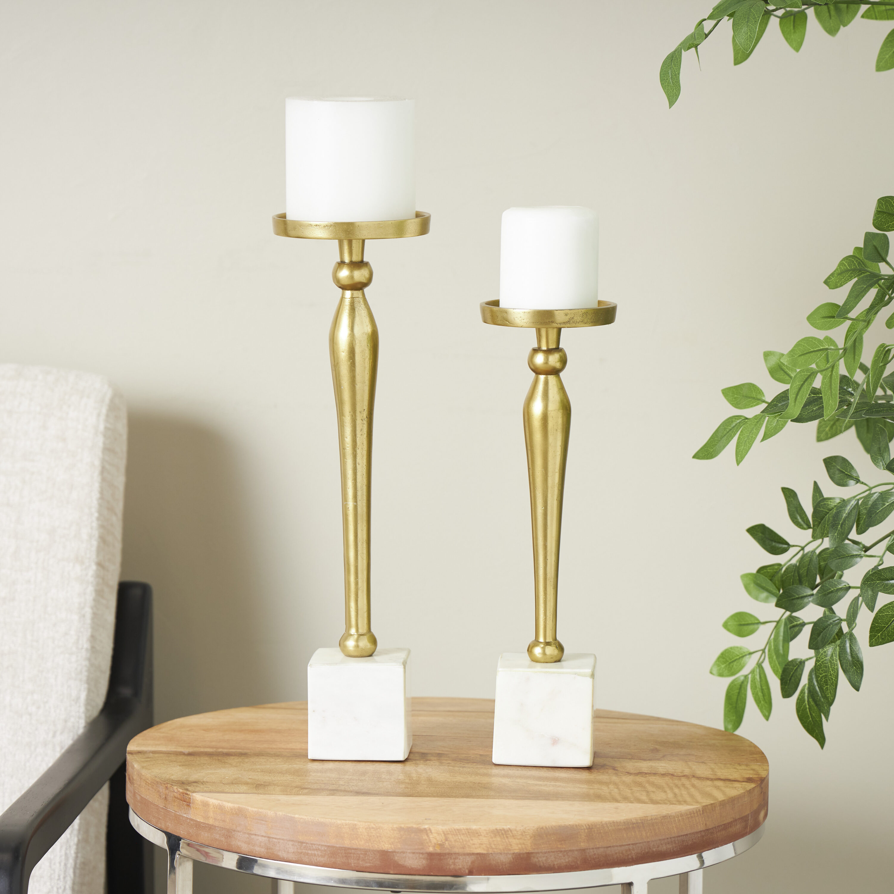 Grayson Lane 820139 2 Candle Aluminum Pillar Candle Holder