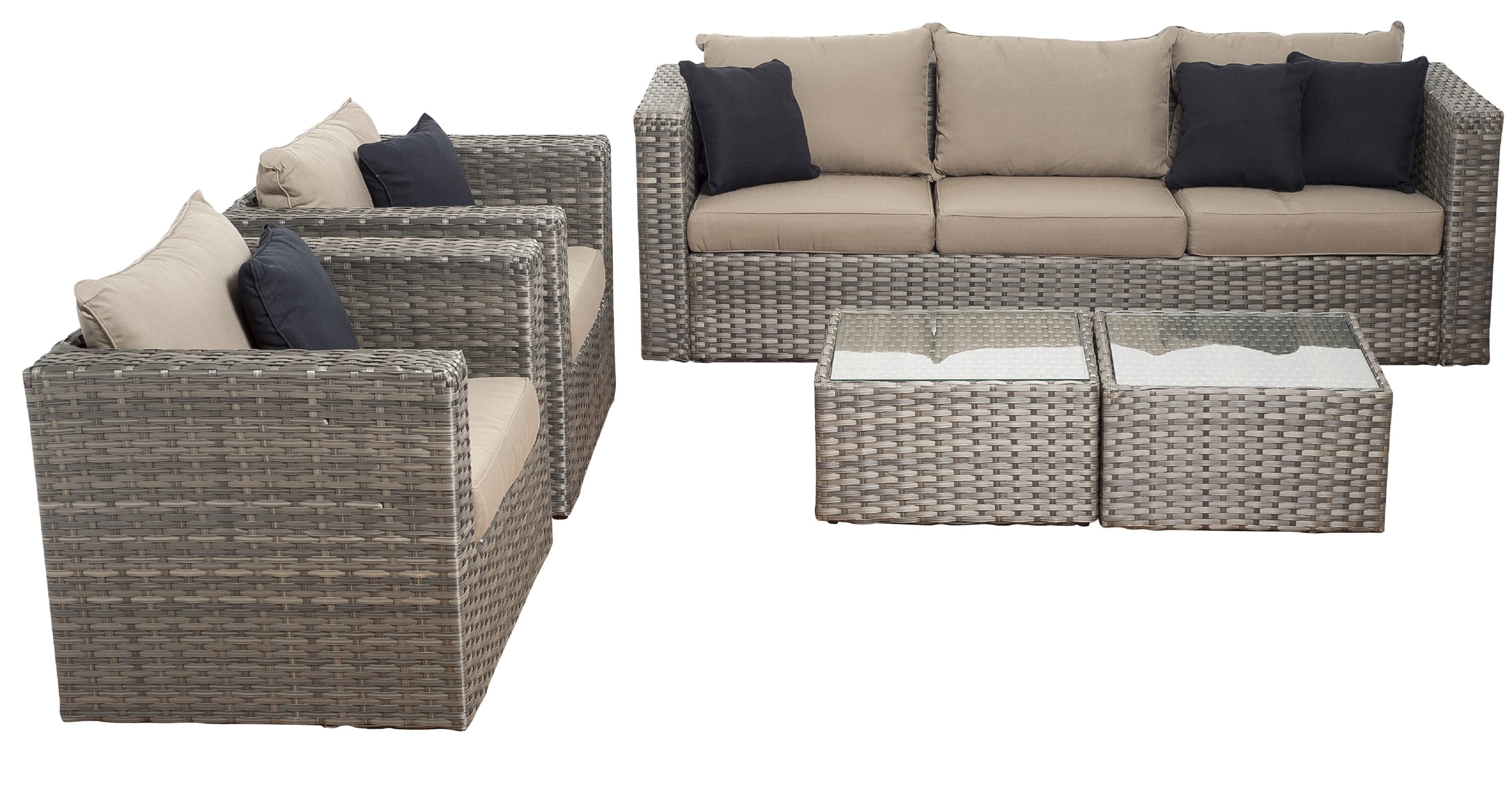 Envelor Mustang 5-Piece Wicker Patio Conversation Set with Brown ...