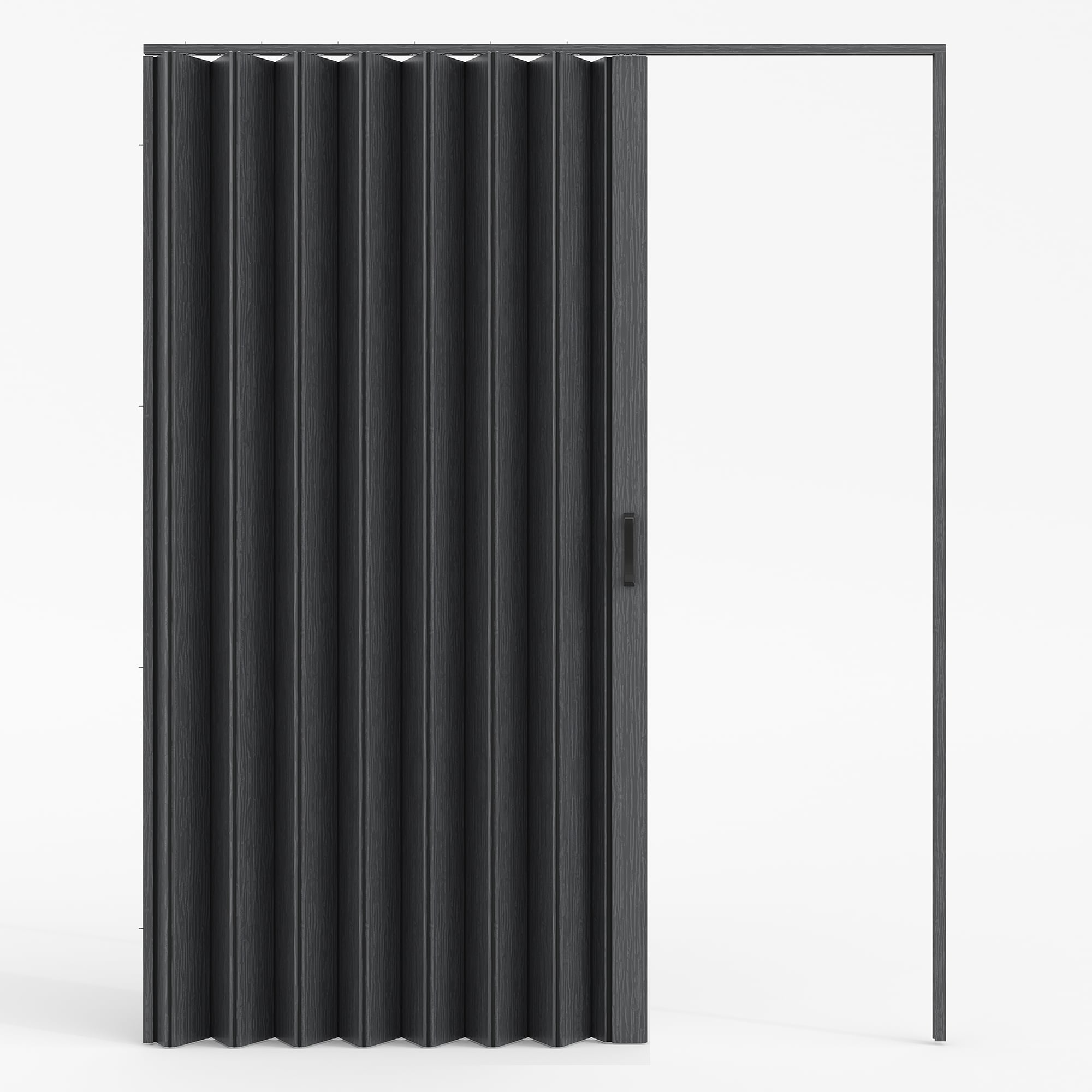 SMARTSTANDARD 60-in x 80-in Black Oak Double-Wall PVC Finished Accordion Folding Door w Hardware