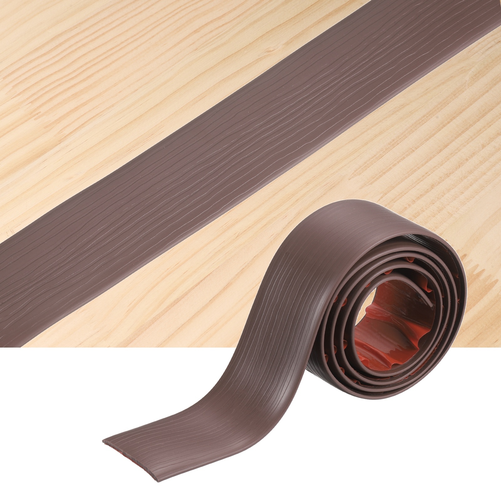 Unique Bargains Floor Transition Strips 3.28ft x 1.97inch(LxW) Embossed Self Adhesive Vinyl Flooring Edging Trim PVC Flooring Flat Divider Strip Cover Strips for Joining Floor Gaps Coffee Brown #S26072900UX1647