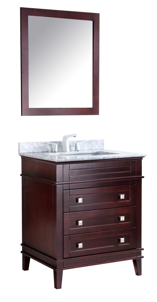 ANZZI Wineck Series 36-in White Single Sink Bathroom Vanity with Carrara White Natural Marble Top (Mirror Included)