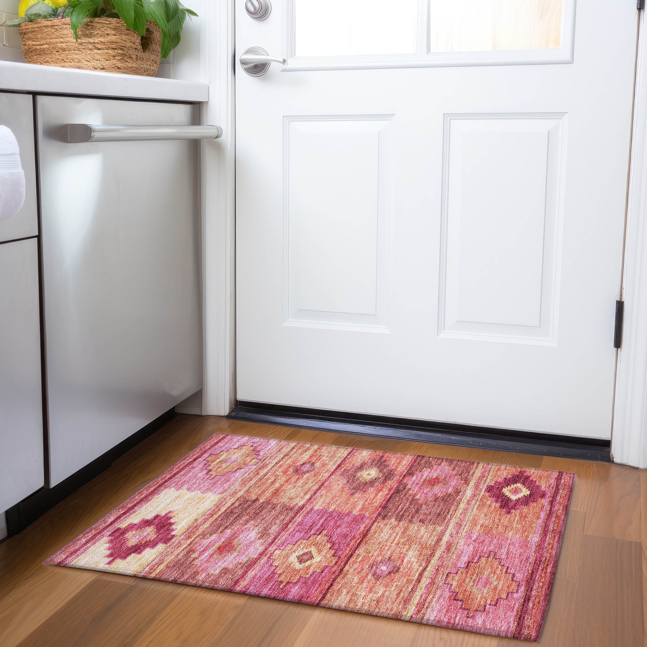 Addison Rugs AMF176PI20X30 Mayfield AMF176PI 2 x 3 (ft) Loomed Polyester Pink Rectangular Indoor Geometric Machine washable Area rug