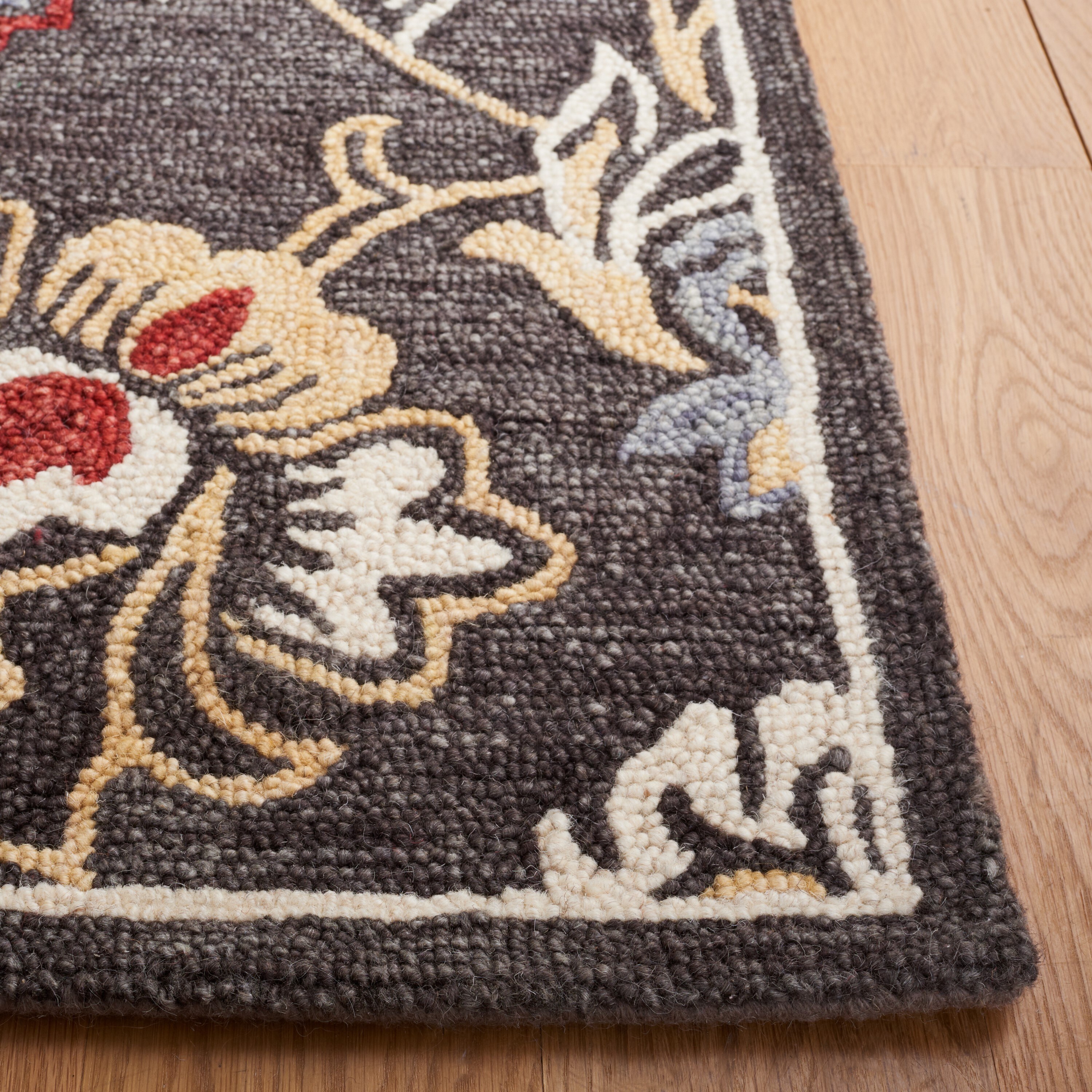 Gray Floral Hand-Tufted Wool 8' x 10' Area Rug
