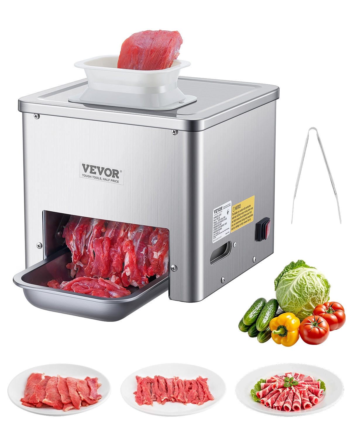VEVOR 550W Electric Meat Cutter Machine 999 -Speed Commercial/Residential Food slicer and Meat Slicer with Thickness Control ( Silver ) #TYLPJ14YCTYLPJ001V1