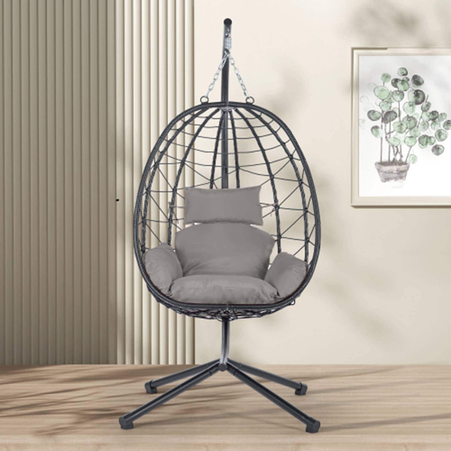 Runesay HAMCK-02 Hammock Gray Woven Hammock chair with Stand
