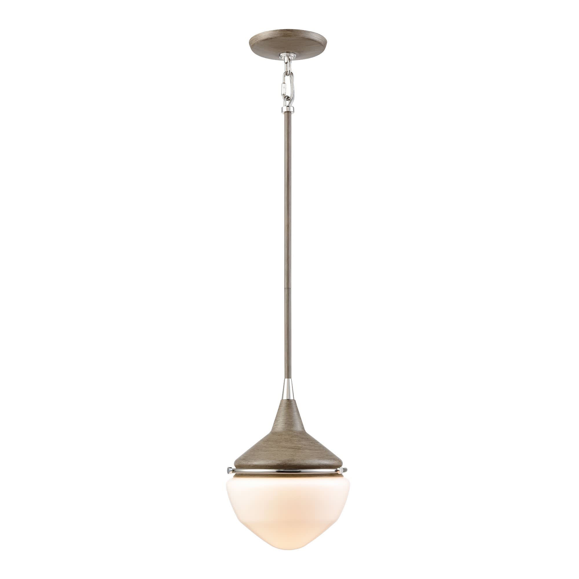 ELK Home Mid Century Schoolhouse 1 - Light Pecan Lightbrown Craftsman incandescent Glass & Metal Pendant Light