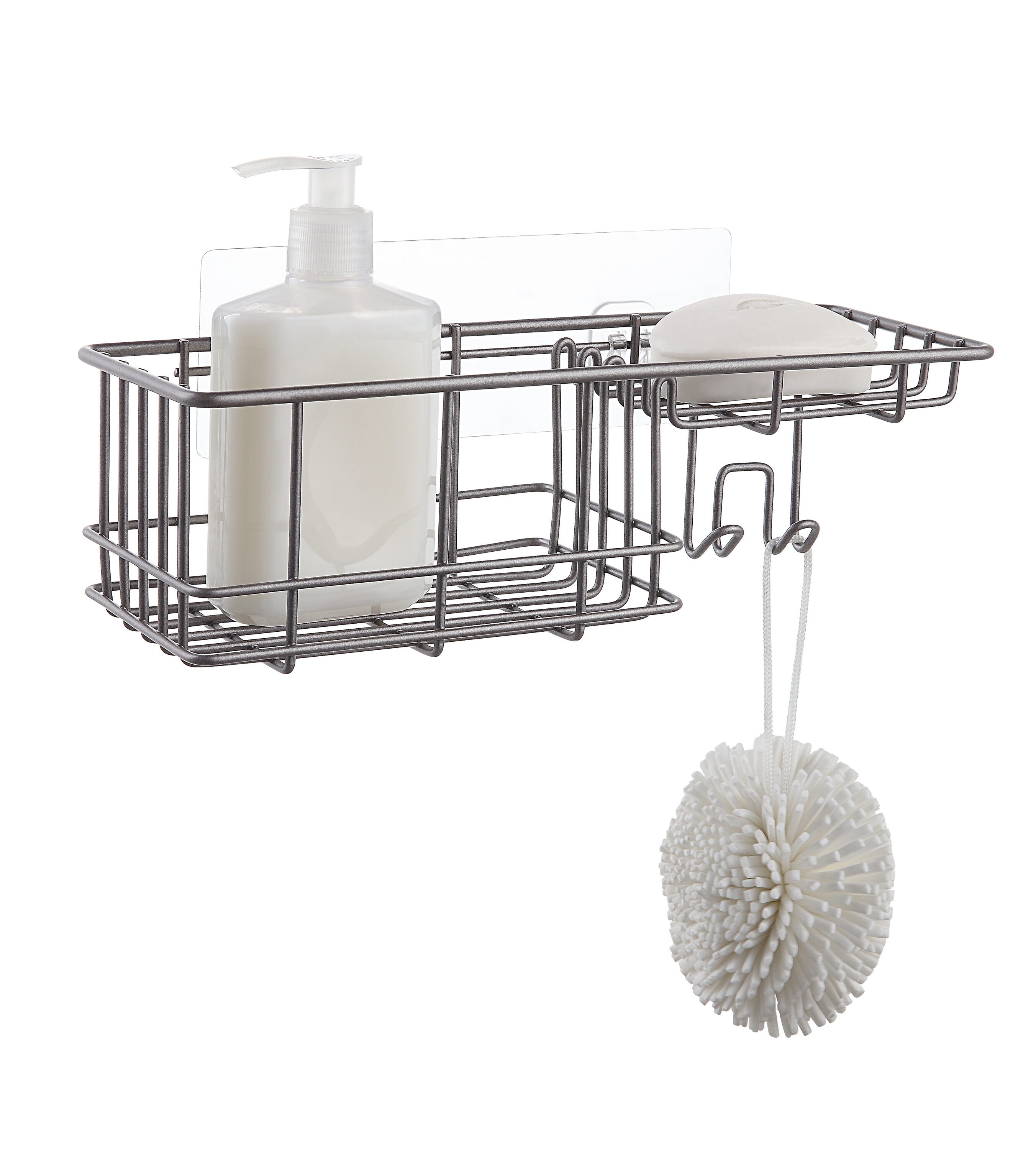 SunnyPoint Classic Wall Mounted Shower Caddy Organizer Basket Shelf with Removable Adhesive Hook No Drilling Needed Color Gunmetal #B4-A9ZN-I7P2