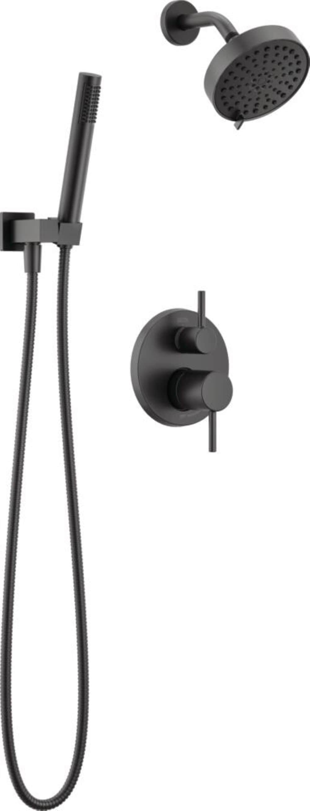 Delta Modern Matte Black 1-handle Multi-head 5.81-in Round Shower Faucet ( Valve not Included )