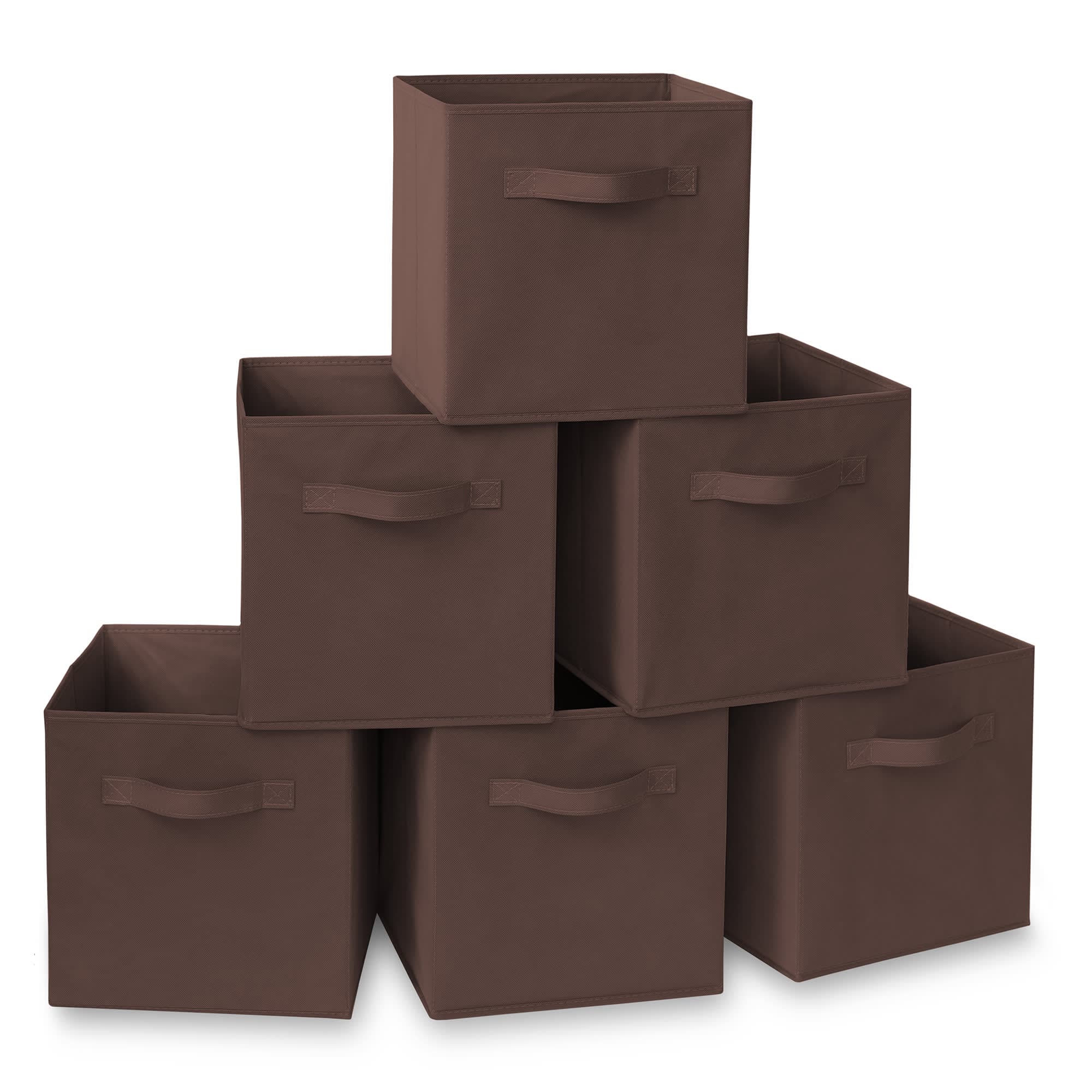 Casafield HOM-STO-6CC-BRN (Set of 6) Collapsible Fabric Cubes - 11-in Storage Bins - Brown