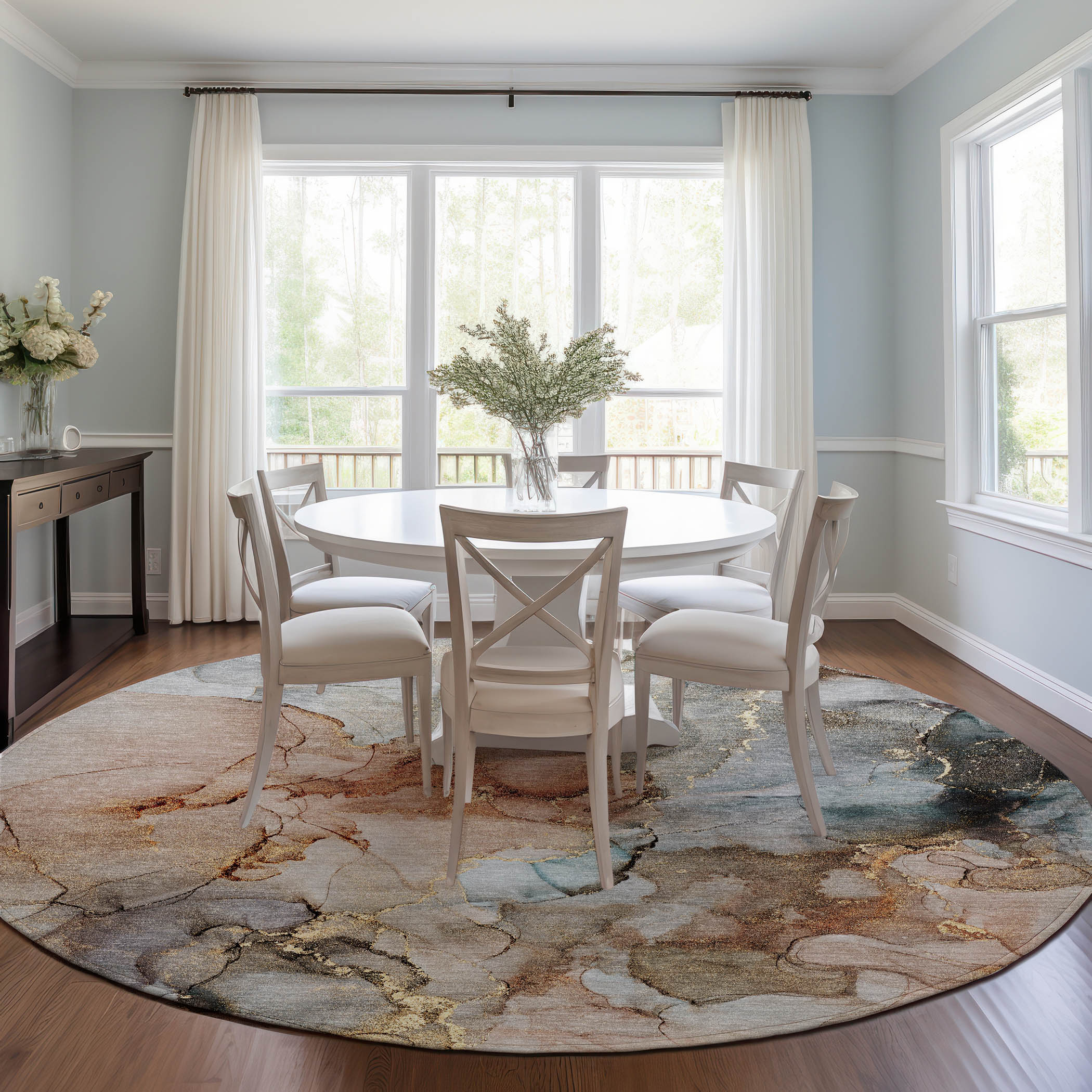 Addison Rugs ACN520BG8RO Chantille ACN520BG 8 x 8 (ft) Polyester Beige Round Indoor/Outdoor Geometric Machine washable Area rug
