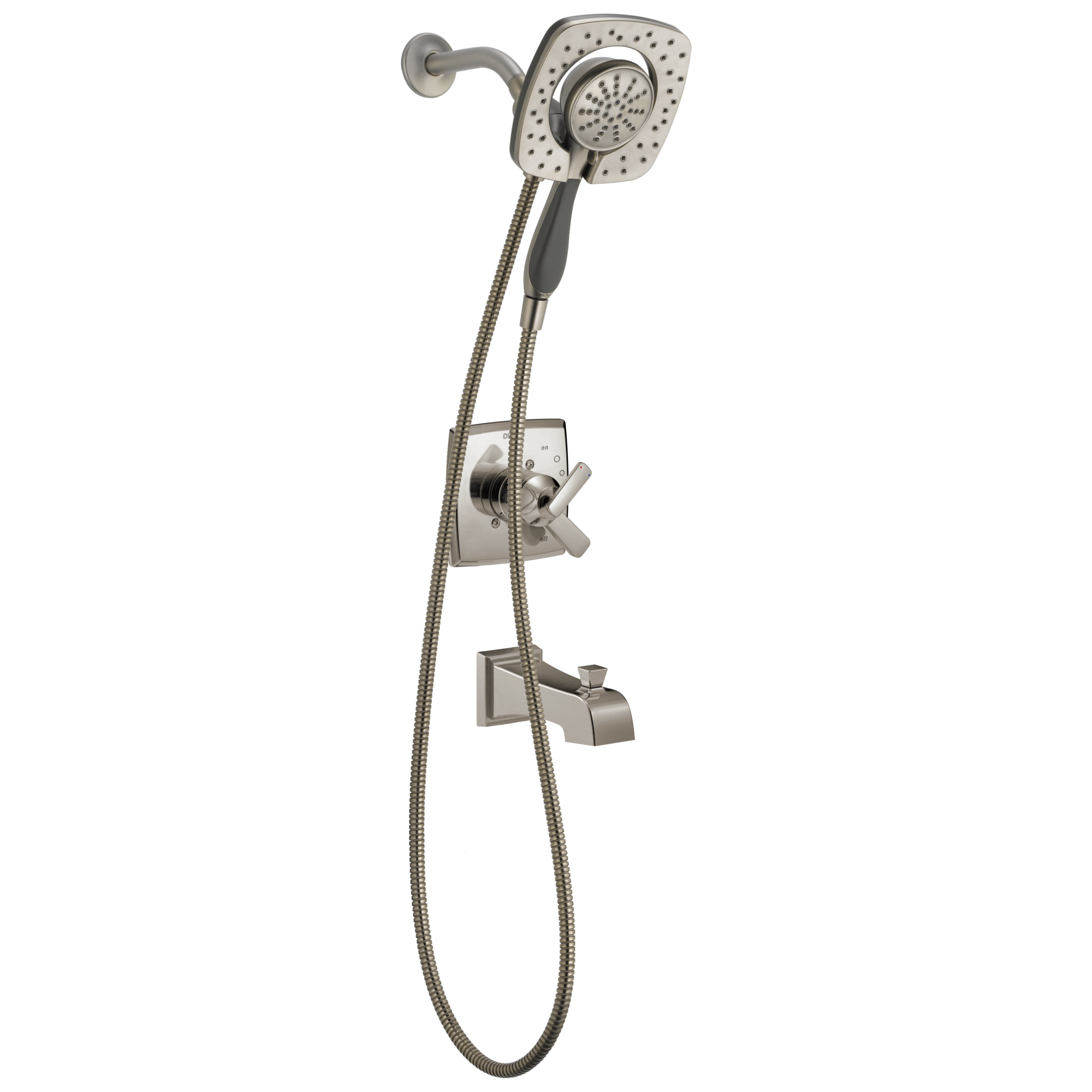 Delta T17464-SS-I Ashlyn Stainless 2-handle Multi-function 5.5-Inches Round Bathtub and shower Faucet