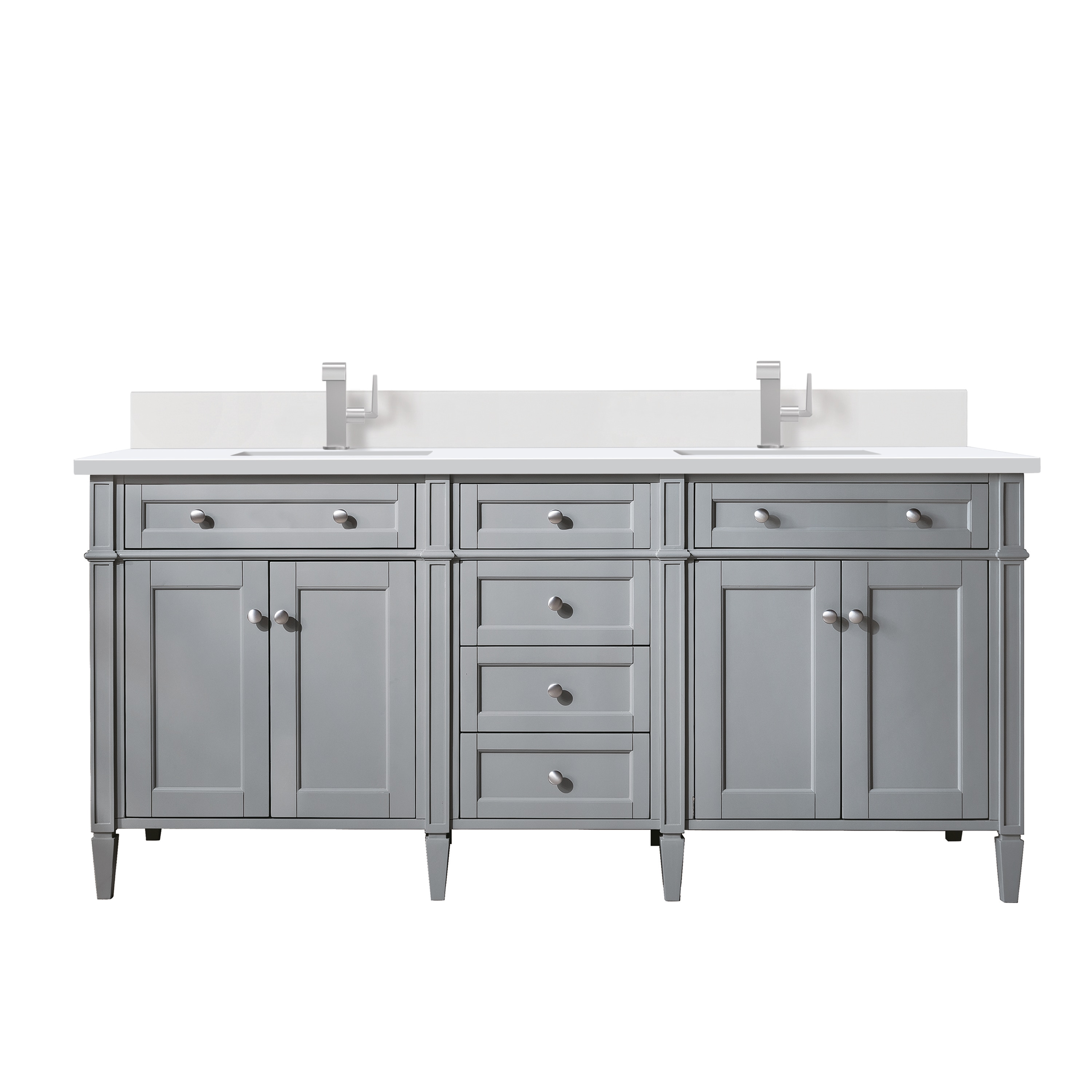James Martin Vanities 650-V72-UGR-1WZ Brittany 72-in Urban Gray Undermount Double Sink Bathroom Vanity with White Zeus Quartz Top