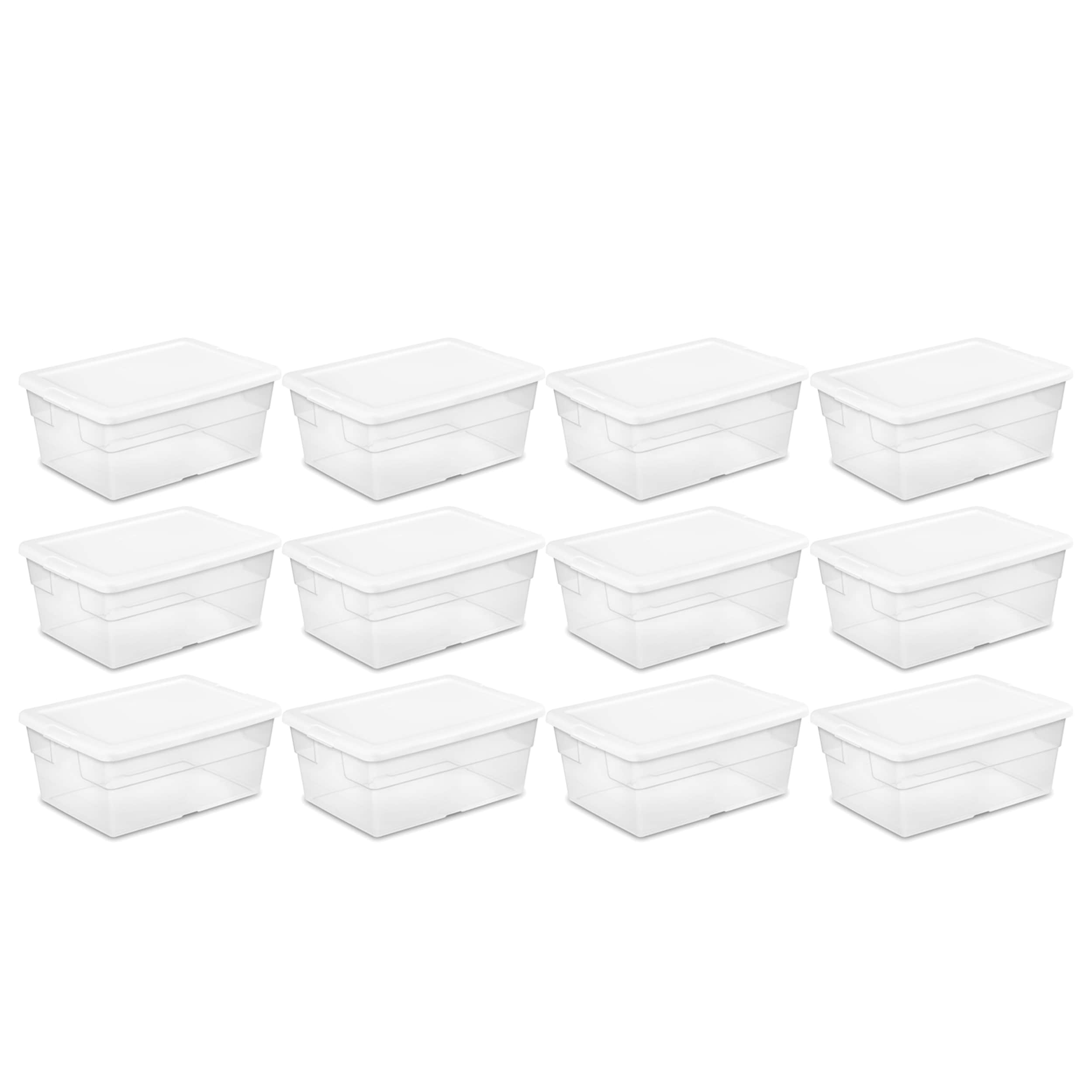 Sterilite 52683 12 -Pack Small 4 -Gallons ( 15 -Quarts ) Clear Stackable Tote with Latching Lid