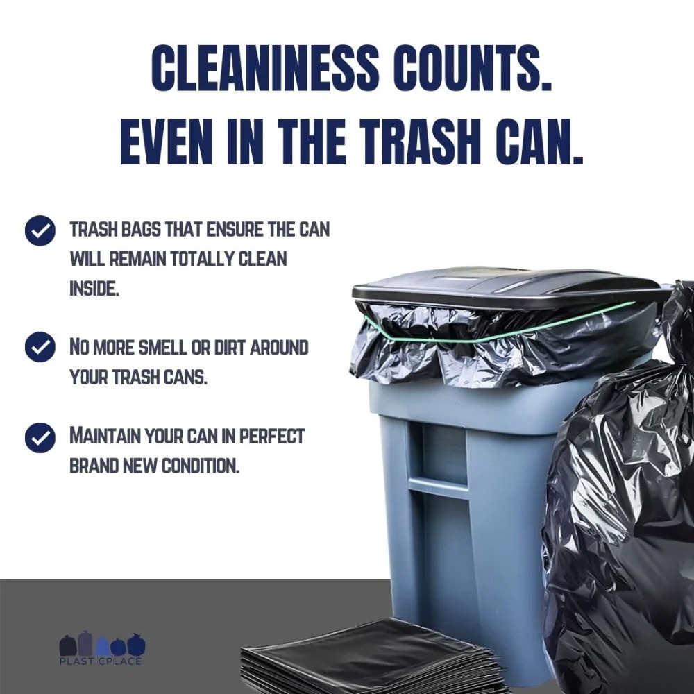 Plasticplace 42 Gallon Trash Bags, Black (100 Count) : Target