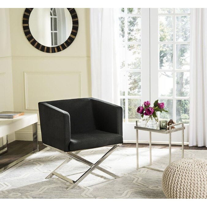 Safavieh Celine Modern Black Chrome, Black Living Room Chairs