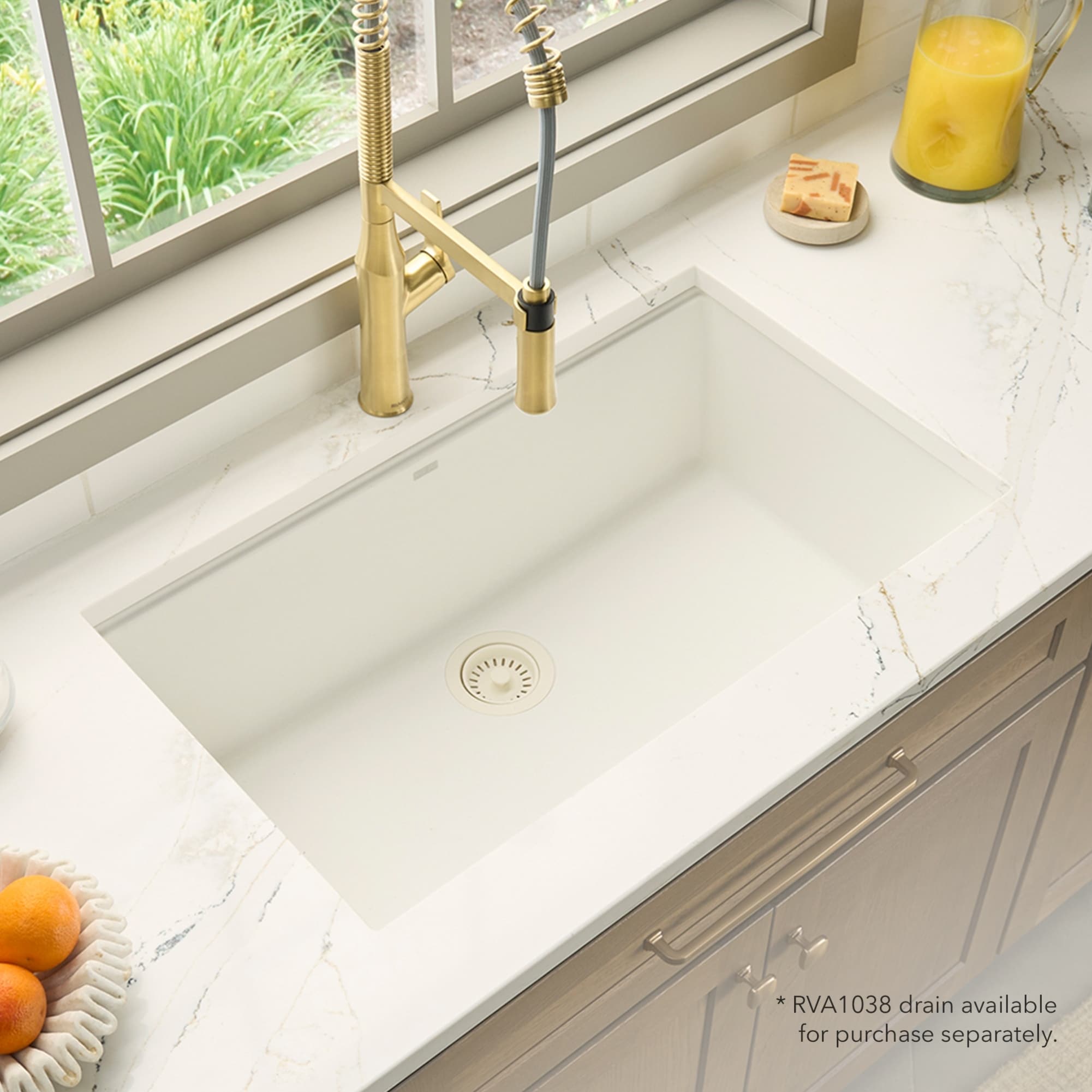 Ruvati epiGranite Undermount 32.5-in x 19.25-in Granite Single bowl Kitchen Sink #RVG2083WH