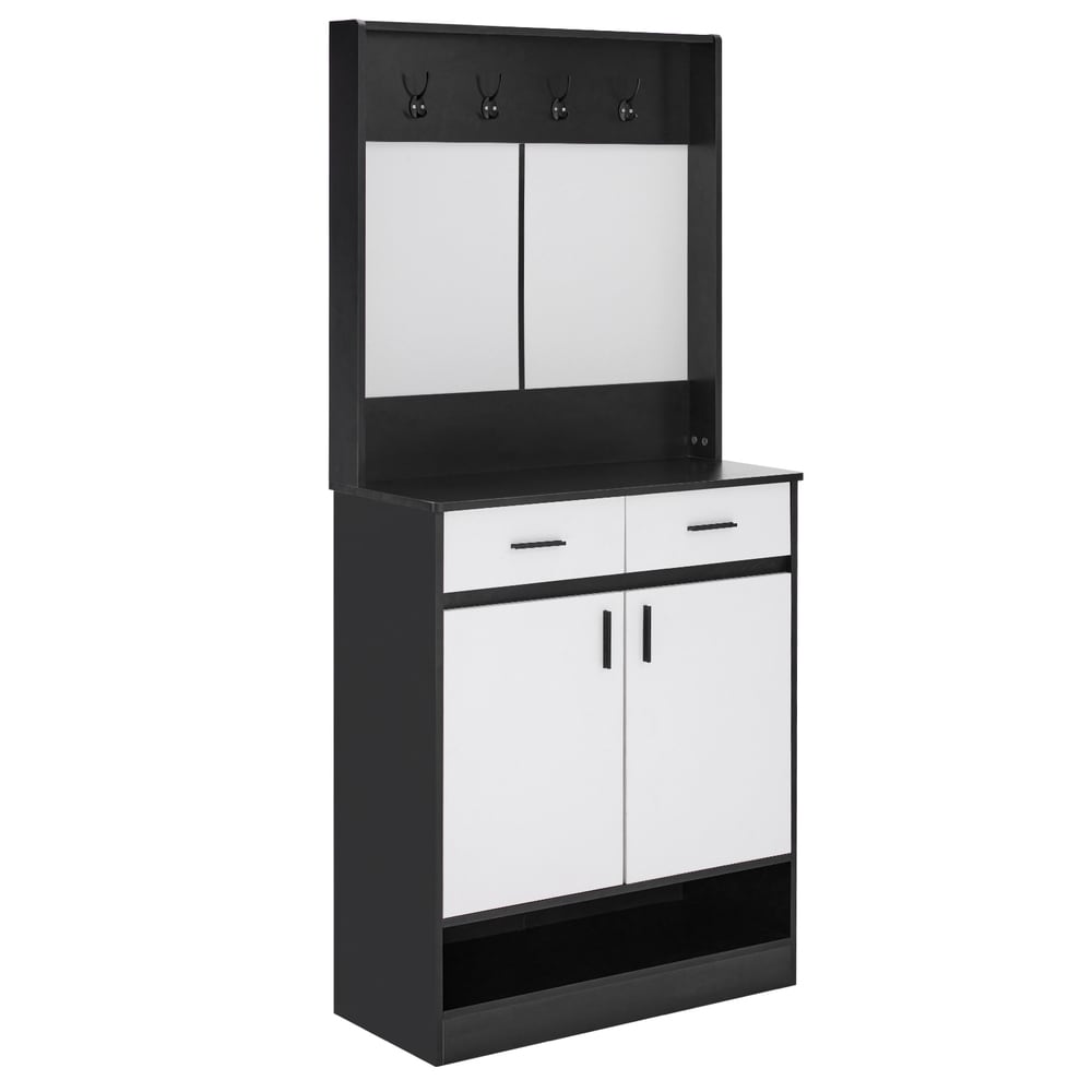 Winado LO1G52002842 70.86-in H 5 Tier 14 pair Black White Engineered wood Shoe cabinet