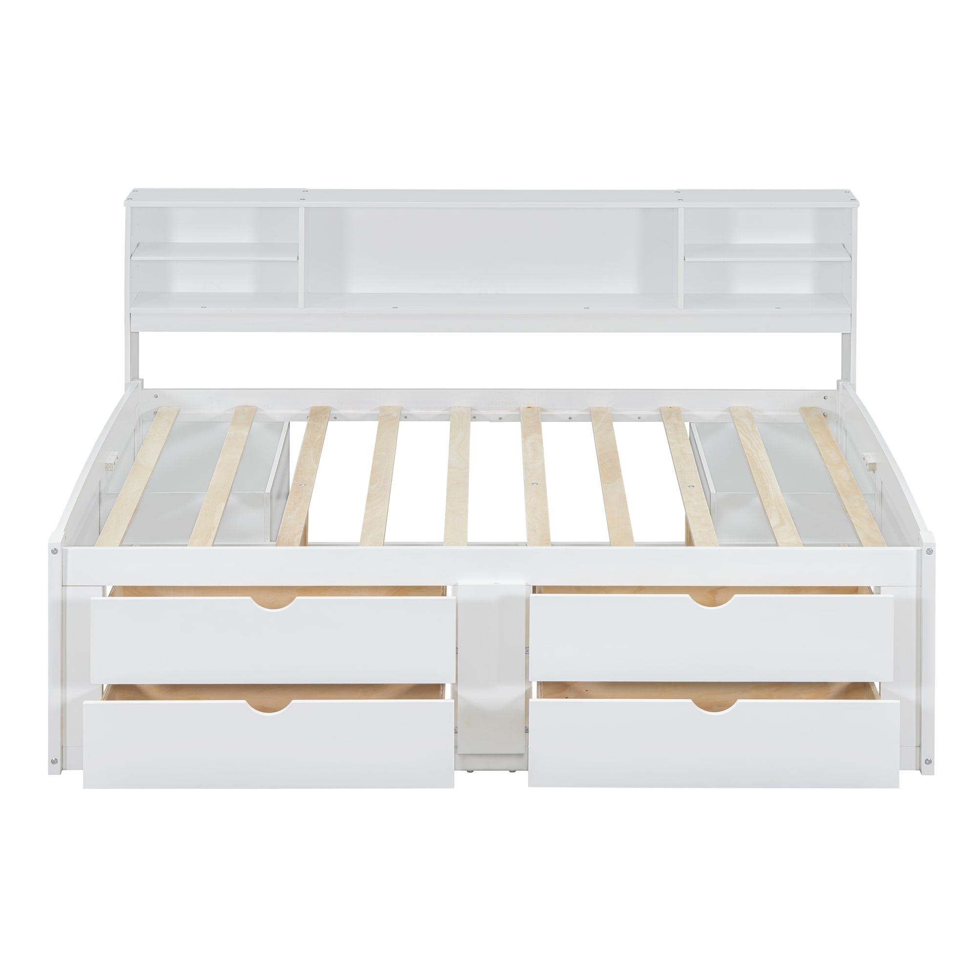 Nestfair DBLE0375K White Full Wood Daybed Bed with Storage