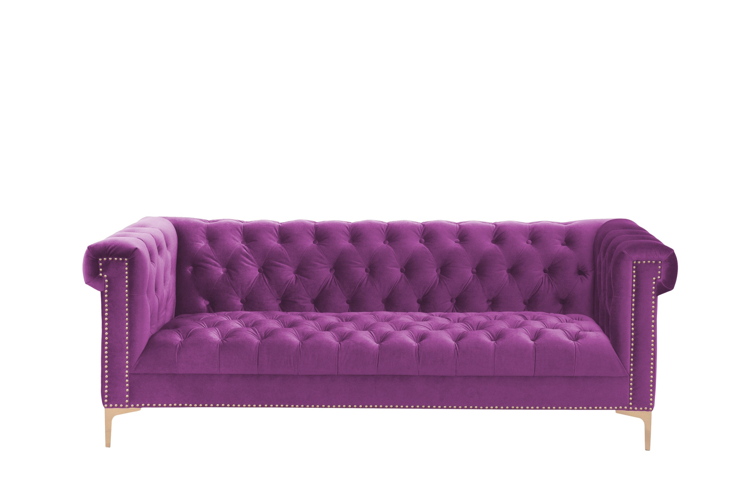 Modern Purple Velvet 3 Seater Sofa