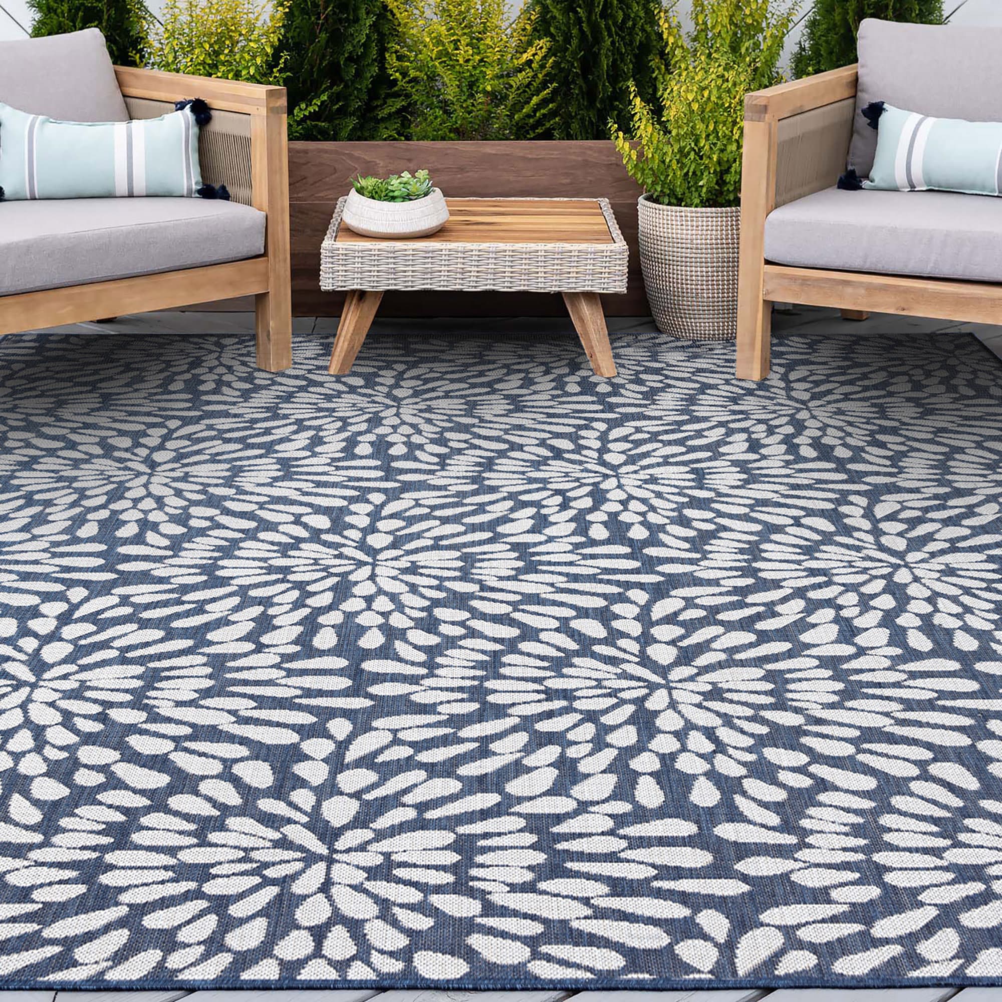 Tayse ECO1905 4X6 Eco 4 x 6 (ft) Flatweave Polypropylene Navy Rectangular Indoor/Outdoor Area rug