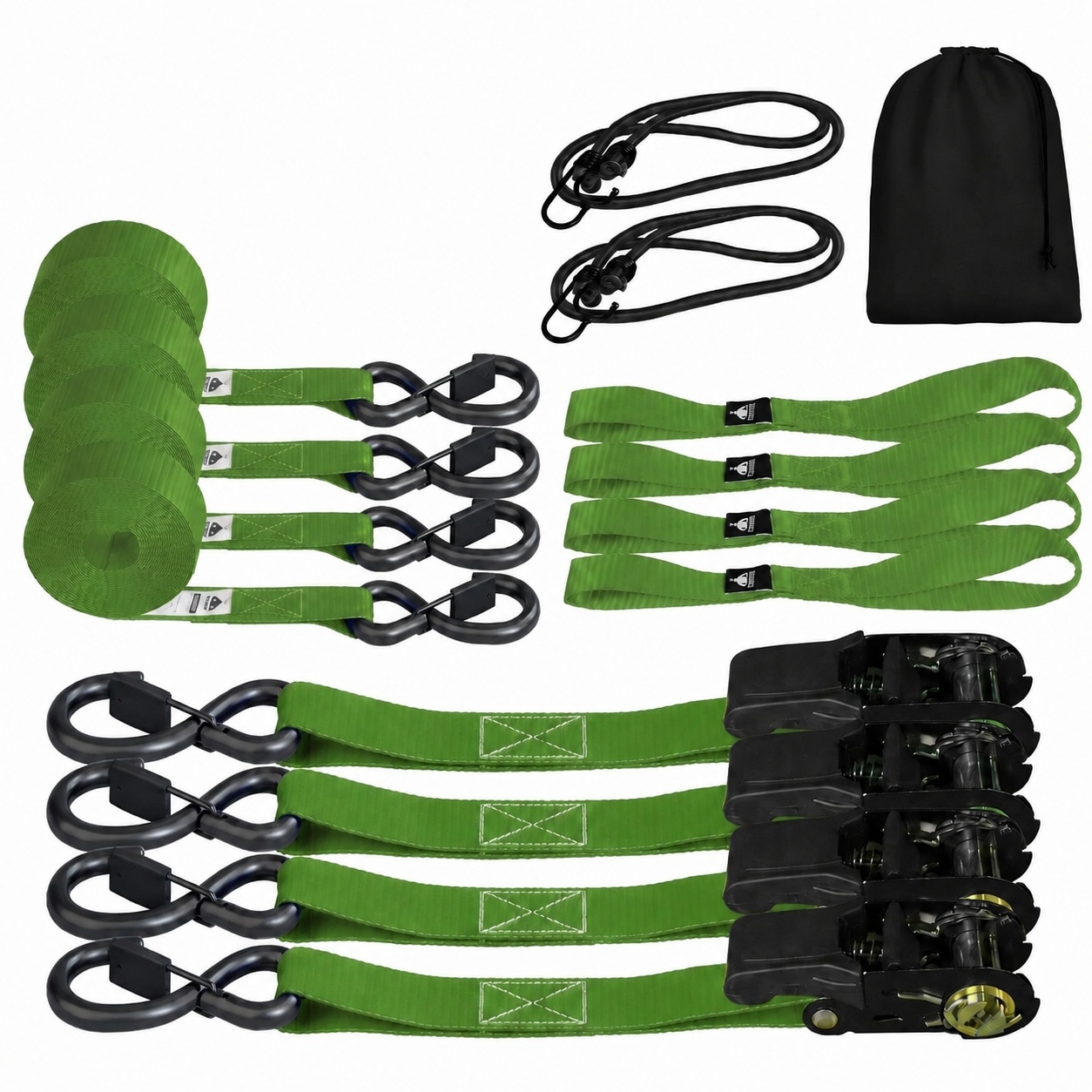 Etokfoks  15 Ft x 1 in Ratchet Tie Down Straps with Safety Lock S Hooks Heavy Duty 2200 LB Break Strength 4 Pack