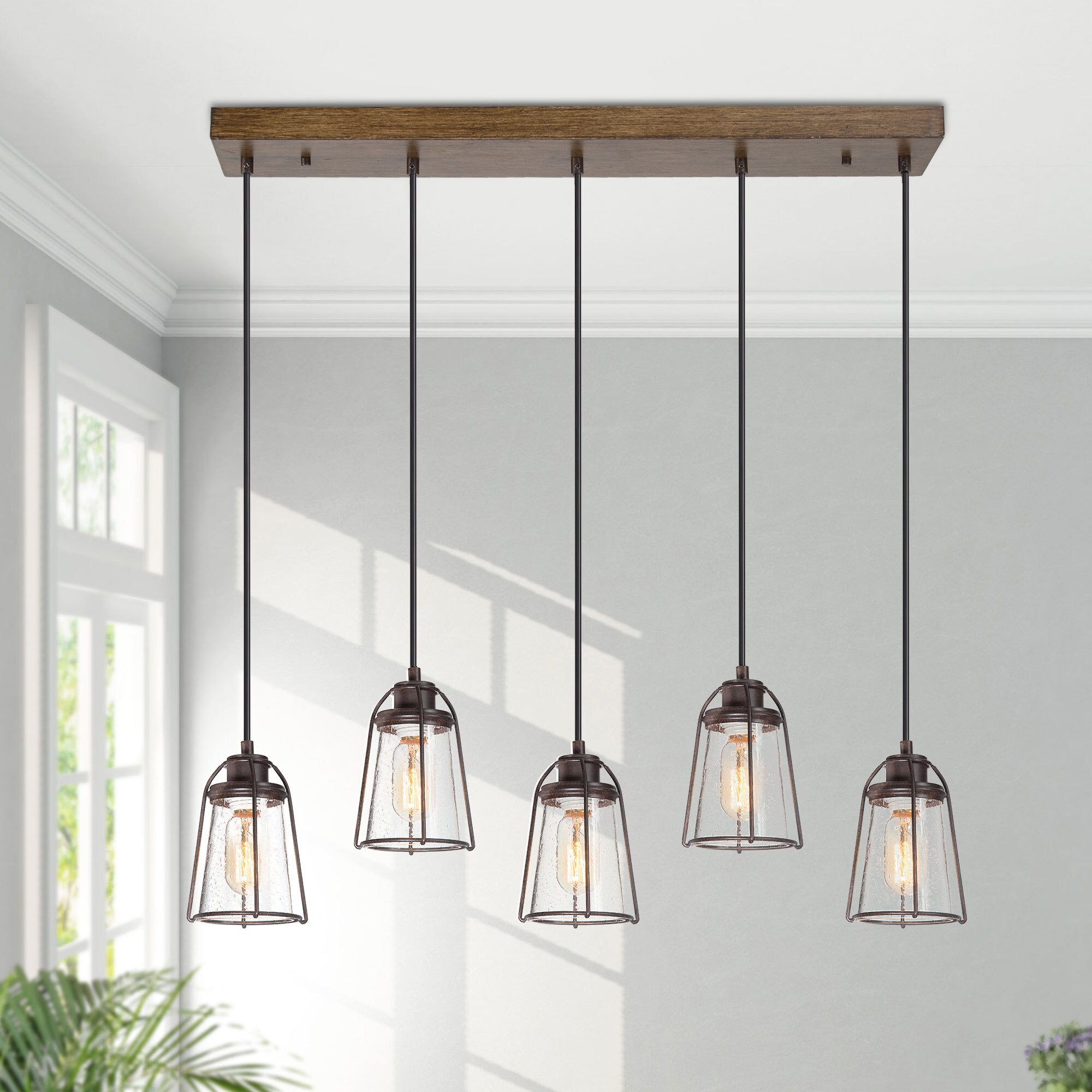 12 Inch Light Pull Chains Extension Bronze with Wood Knob Pendant  Ceiling Lamp 
