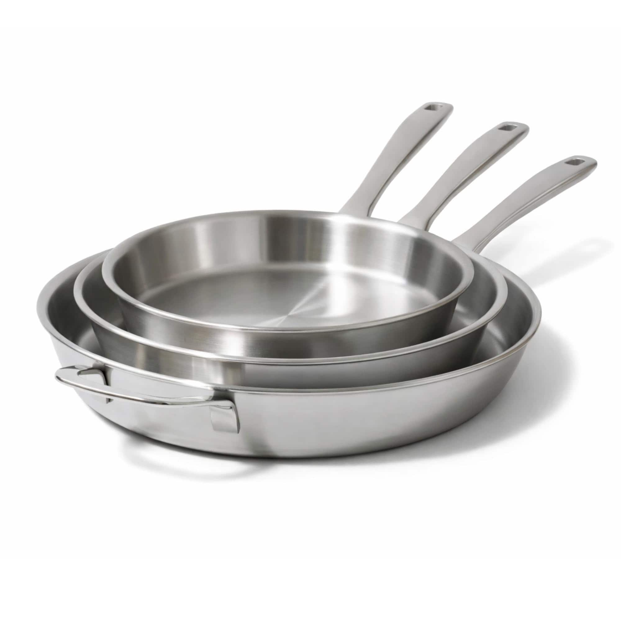alva Maestro 3-Piece 5-Ply Stainless Steel Frying Pan Non Toxic and Oven Safe