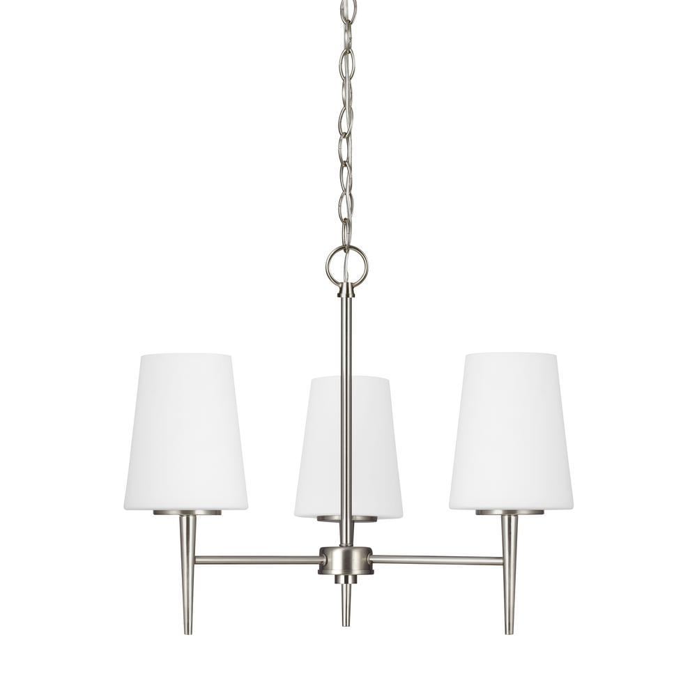 Generation Lighting 3140403EN3-962 Driscoll 3 -Light Brushed Nickel Modern/contemporary For Use in Dining Rooms, Foyers, Kitchens, Chandelier