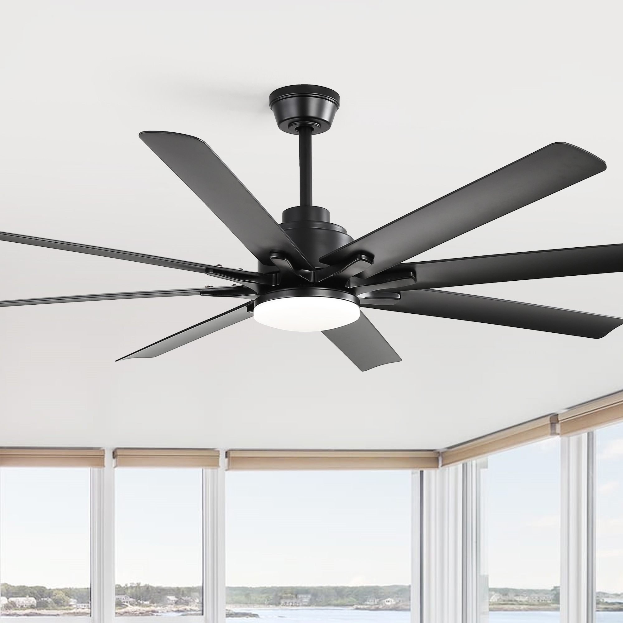 BABOOM BOM-P171017-OR 52-in Color-Changing Black with ABS Blades Ceiling Fan With Light - Remote Included ( 8 -Blade )