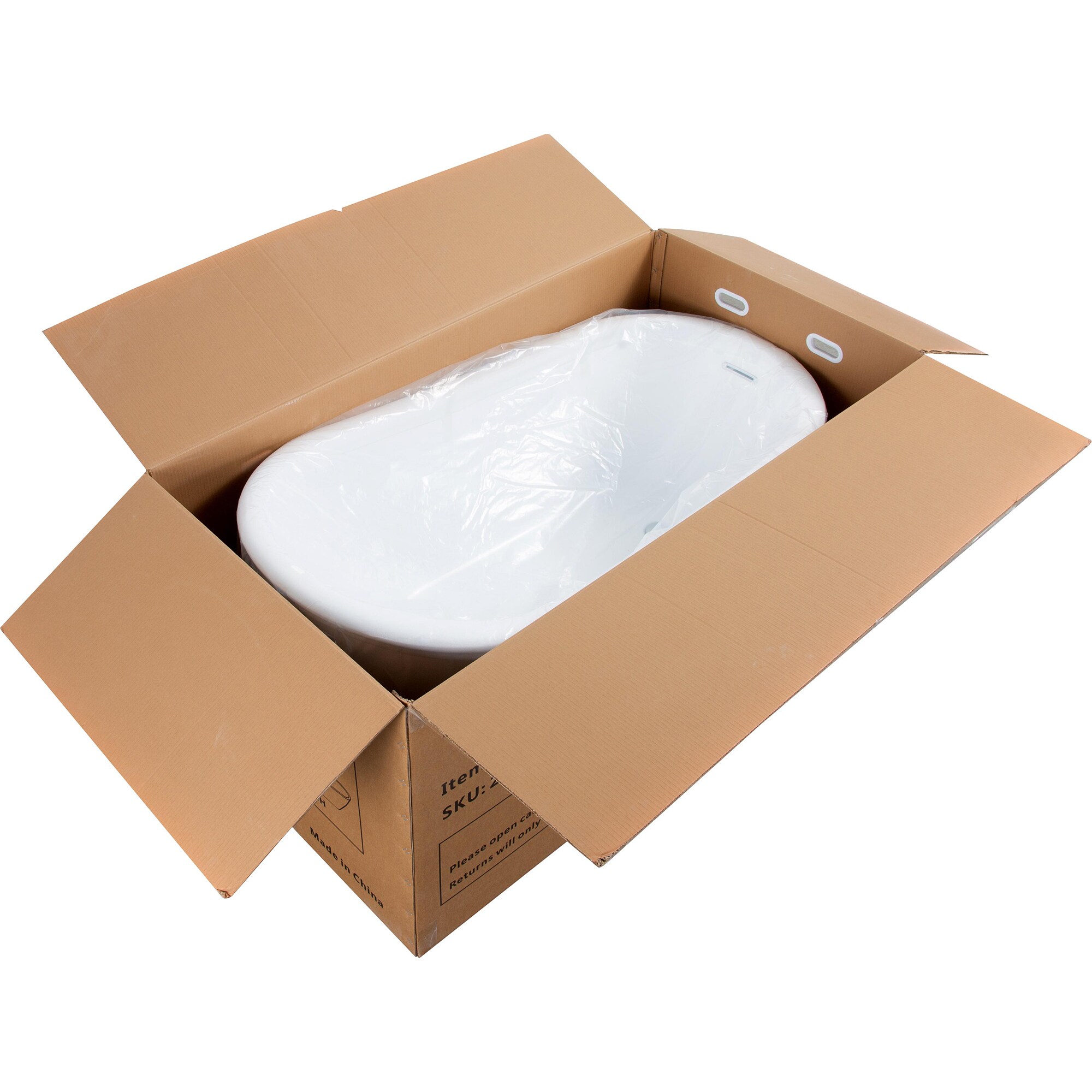 HEATGENE 55" White and Matte Black Acrylic Freestanding Bathtub