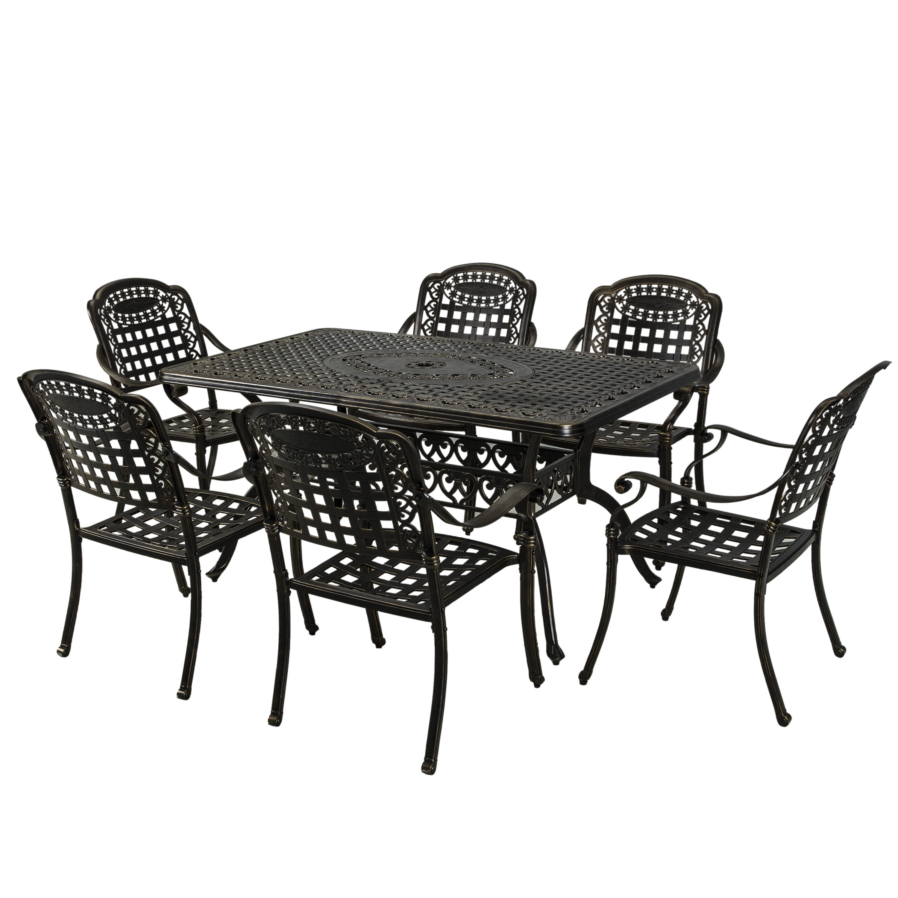 CASAINC WF-XG1037-AOS 7-Piece Bronze Patio Dining Set