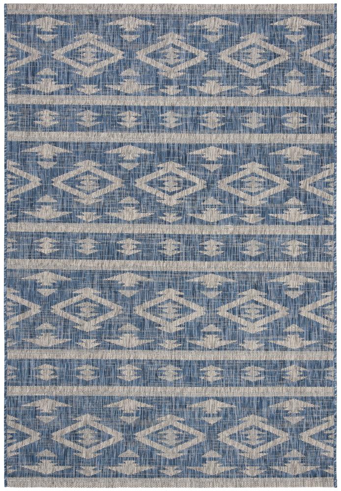 Safavieh CY8863-36821-8 Courtyard Tempe 8 x 11 (ft) Loomed Polypropylene Navy/Gray Rectangular Indoor/Outdoor Distressed/Overdyed Coastal Area rug