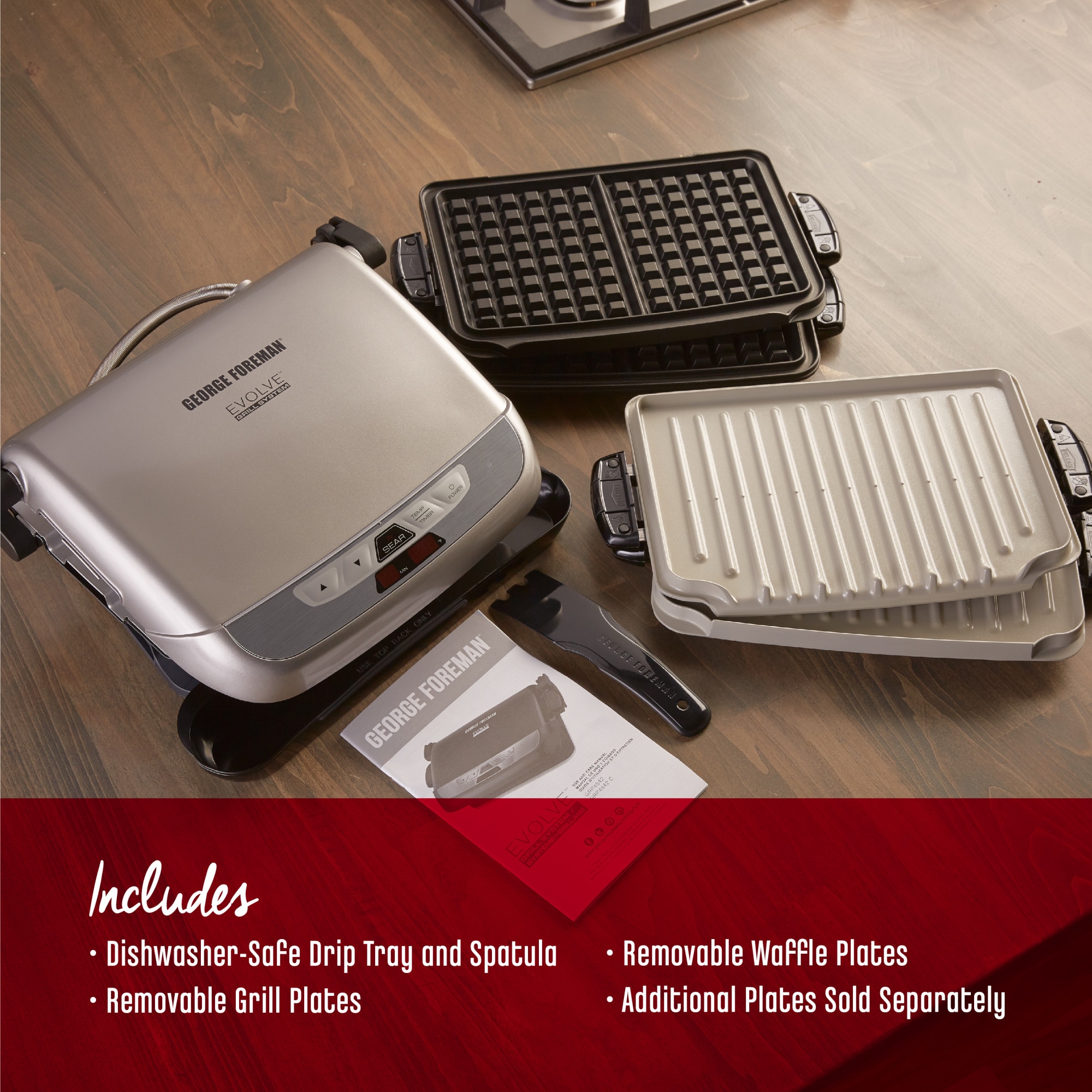 George Foreman 5 Serving Evolve Electric Grill with Waffle Plates