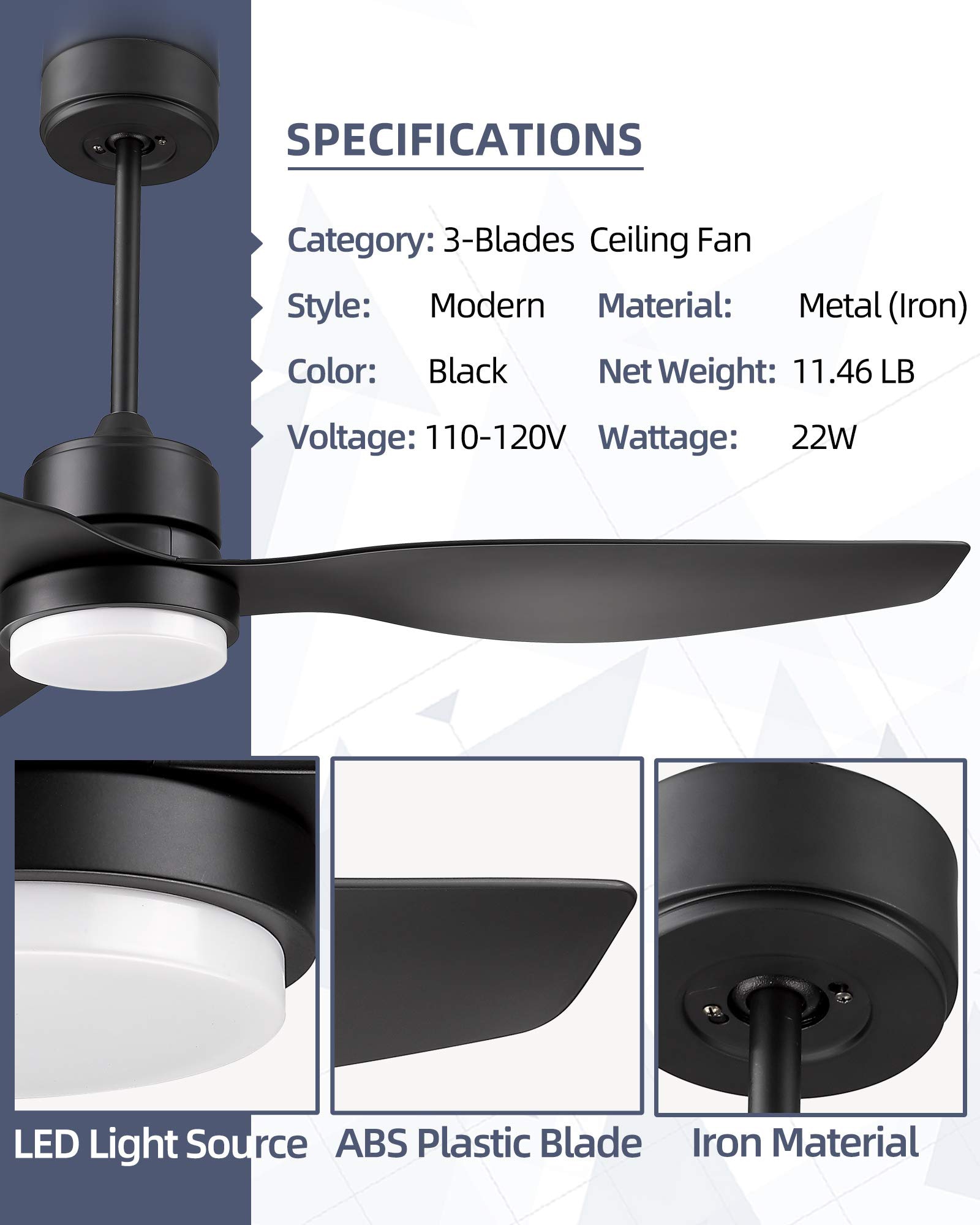 LTMATE LS52-YJ359 BKDM Ceiling-Fans - View #3
